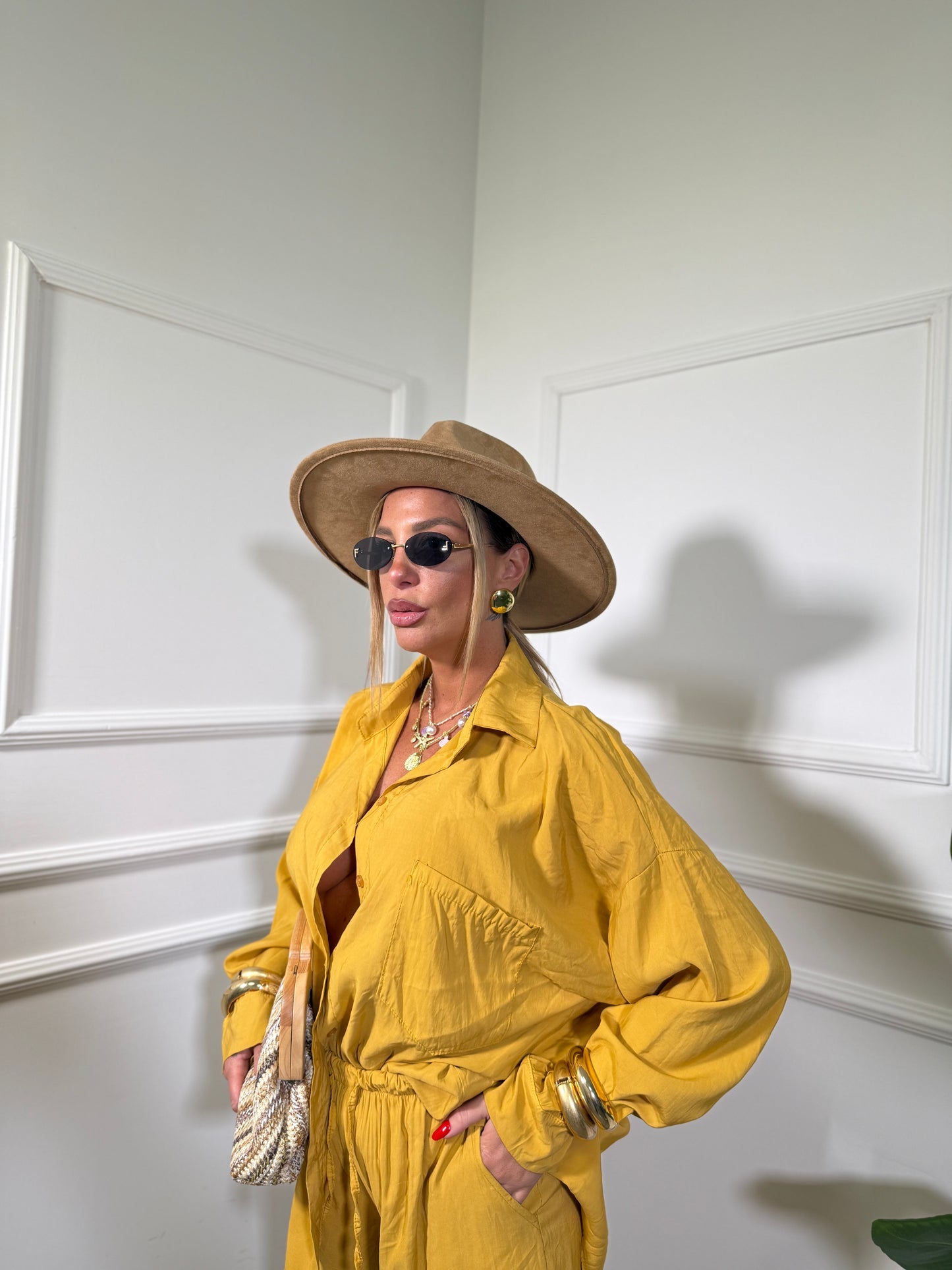 Coordinato in viscosa Berry giallo ocra 268090