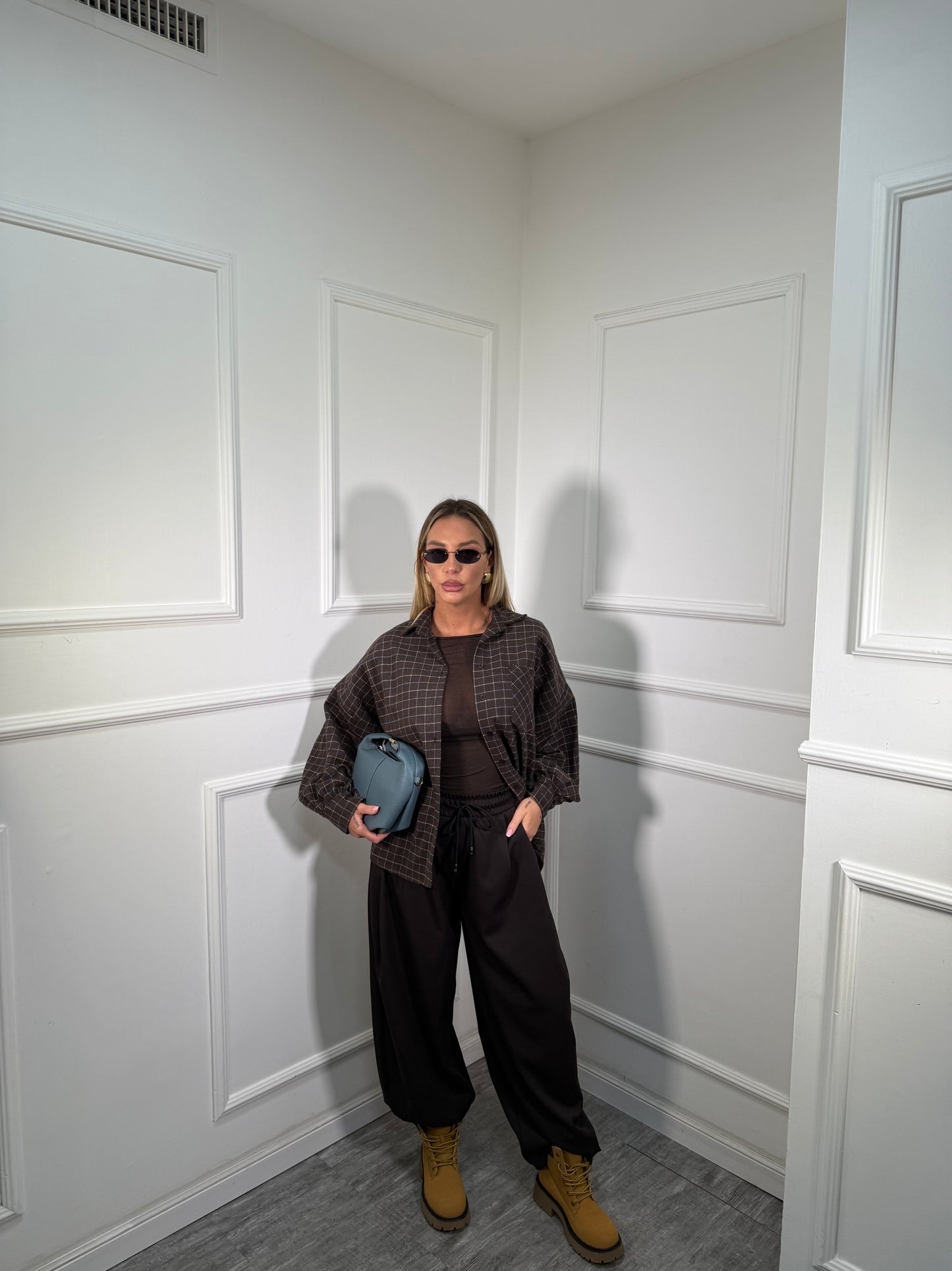 Pantaloni baggy balloon cioccolato m16085