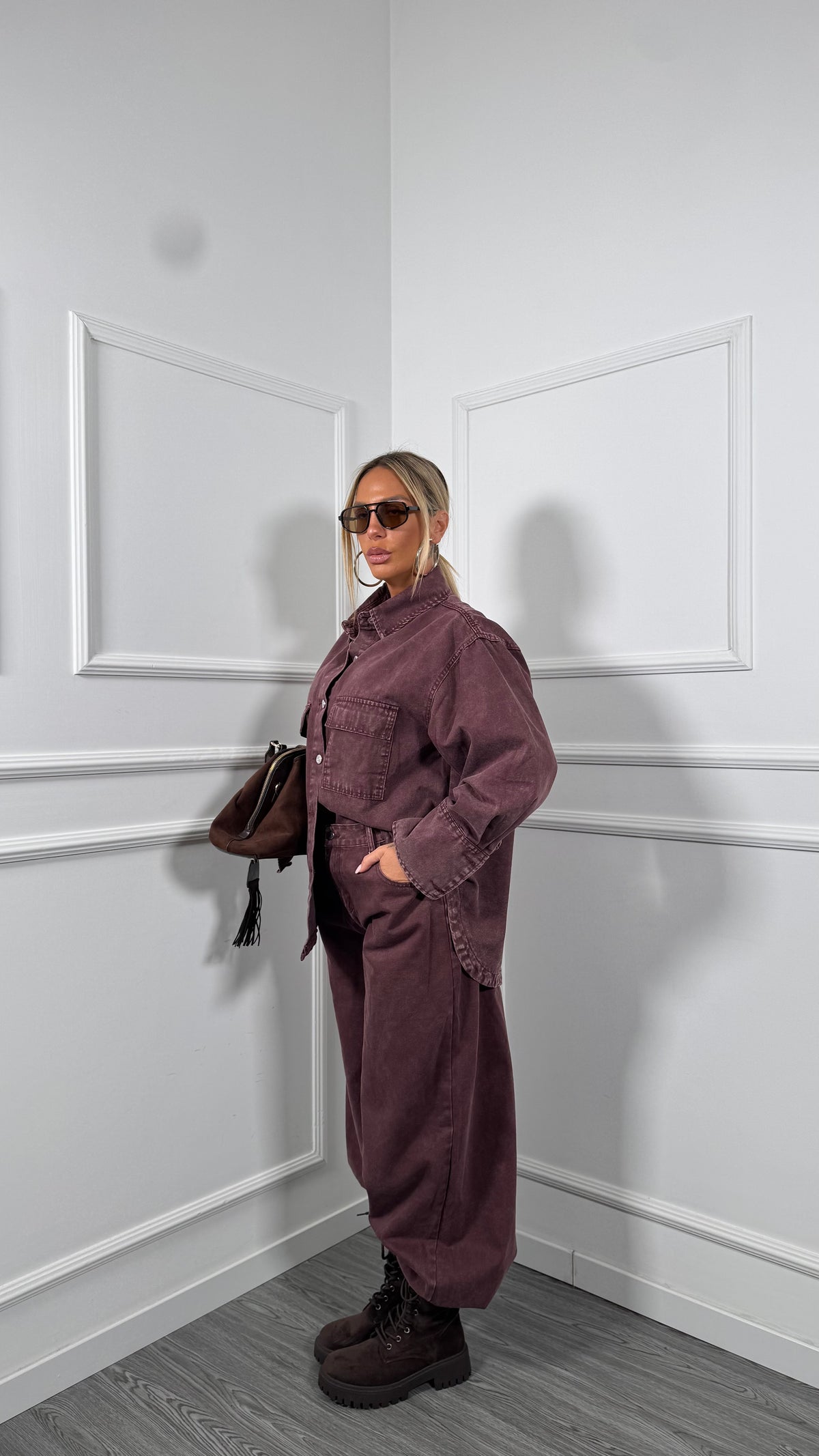 Coordinato in denim Stranger bordeaux 2785-1