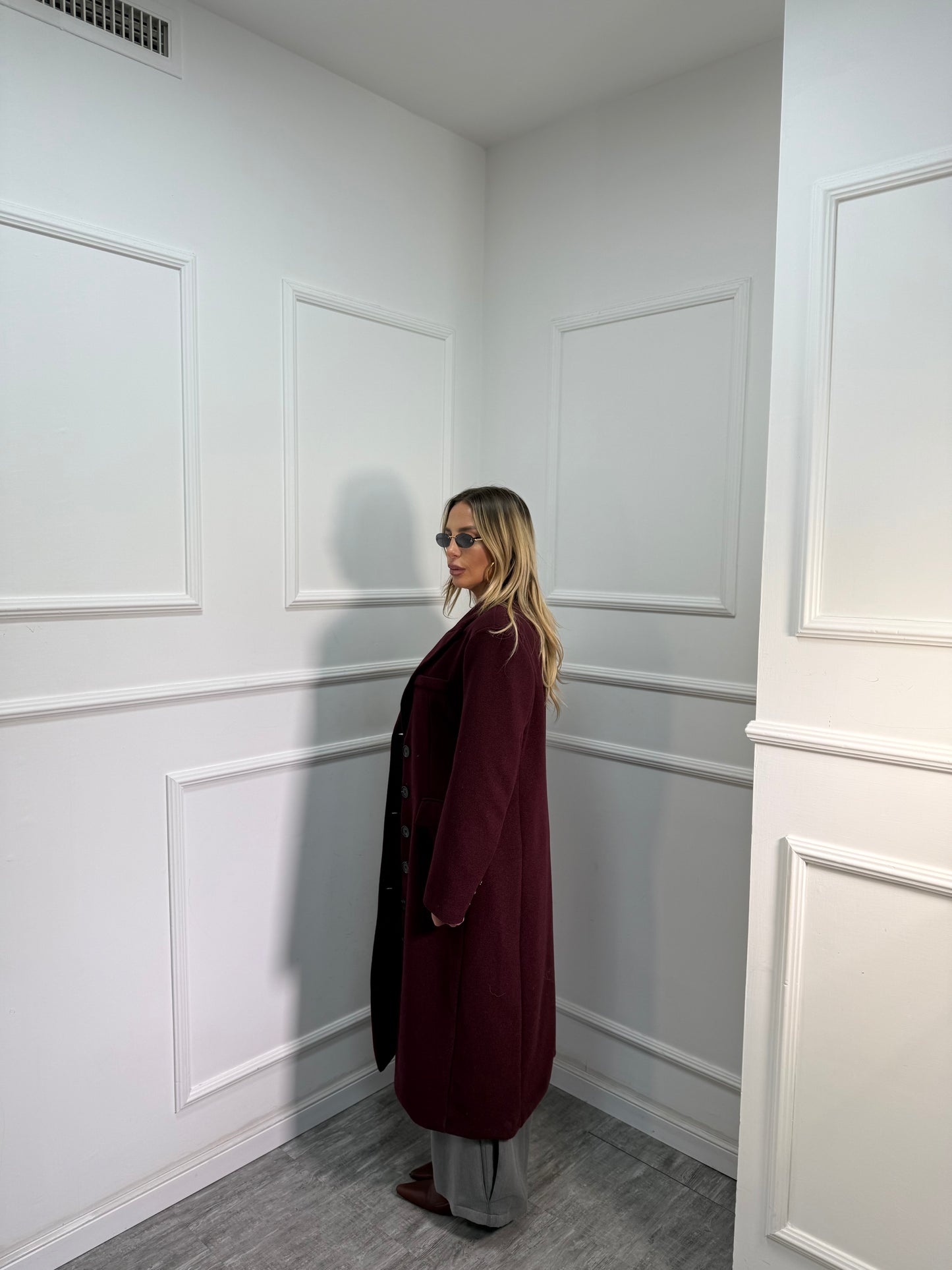 Cappotto lana cotta London bordeaux 88802