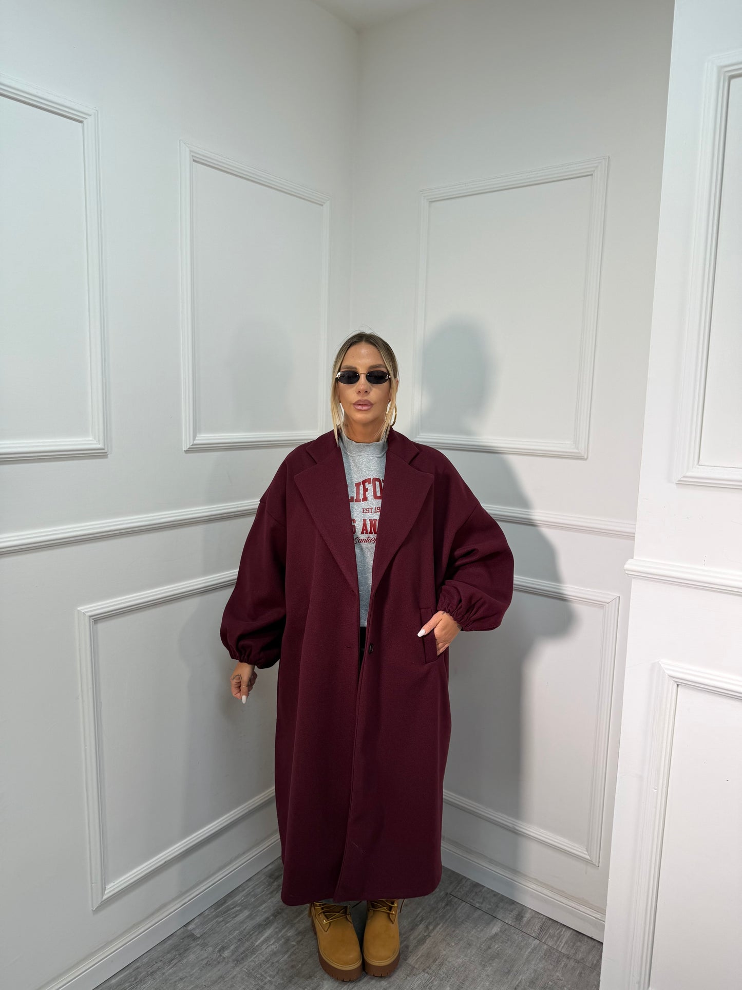 Maxi coat Favola bordeaux 22301