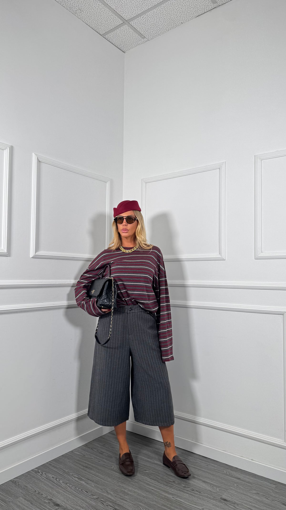 Bermuda gessato in flanella by lumina grigio mélange ld6219