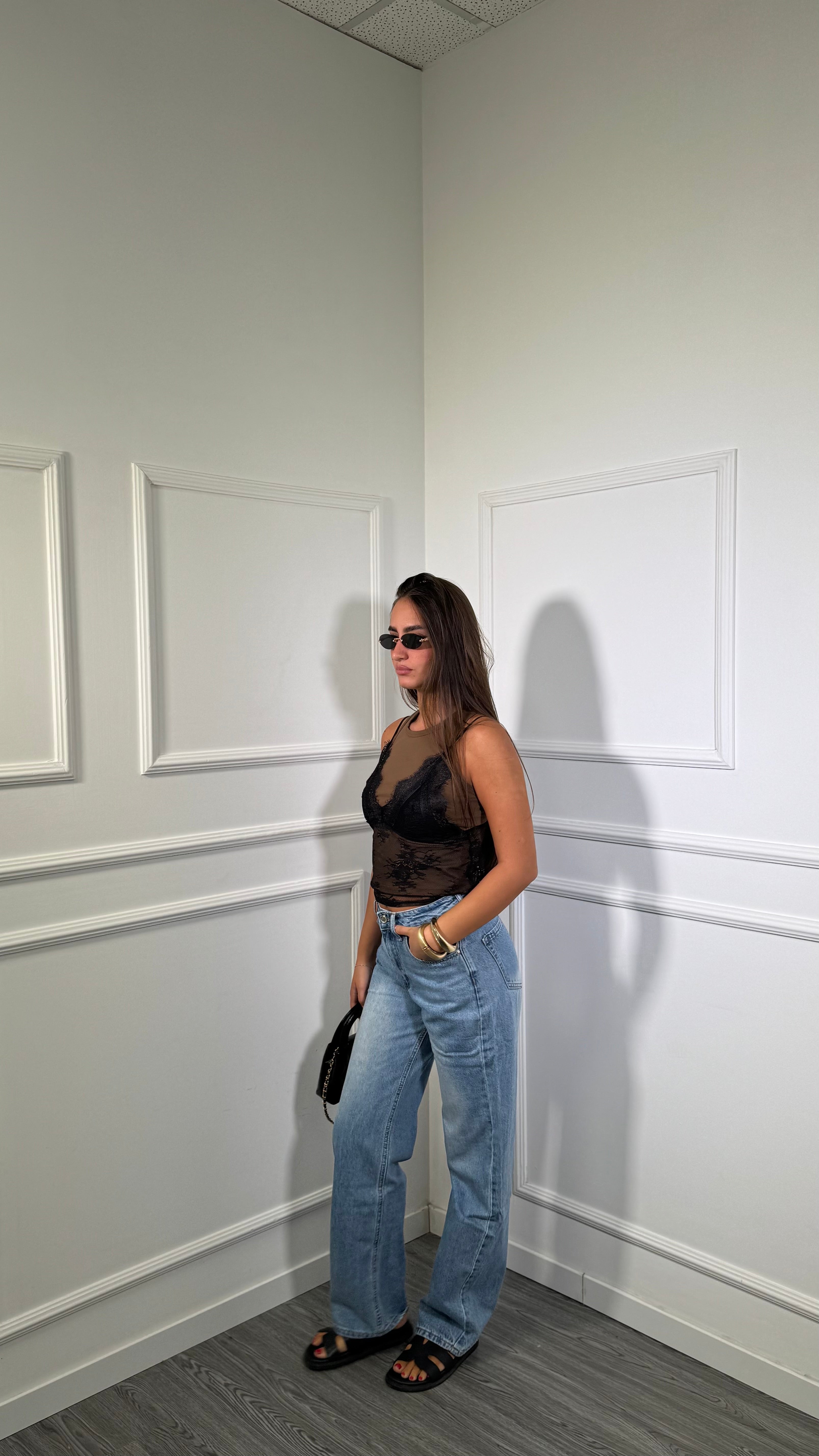 Jeans wide leg lavaggio medio Camy f130