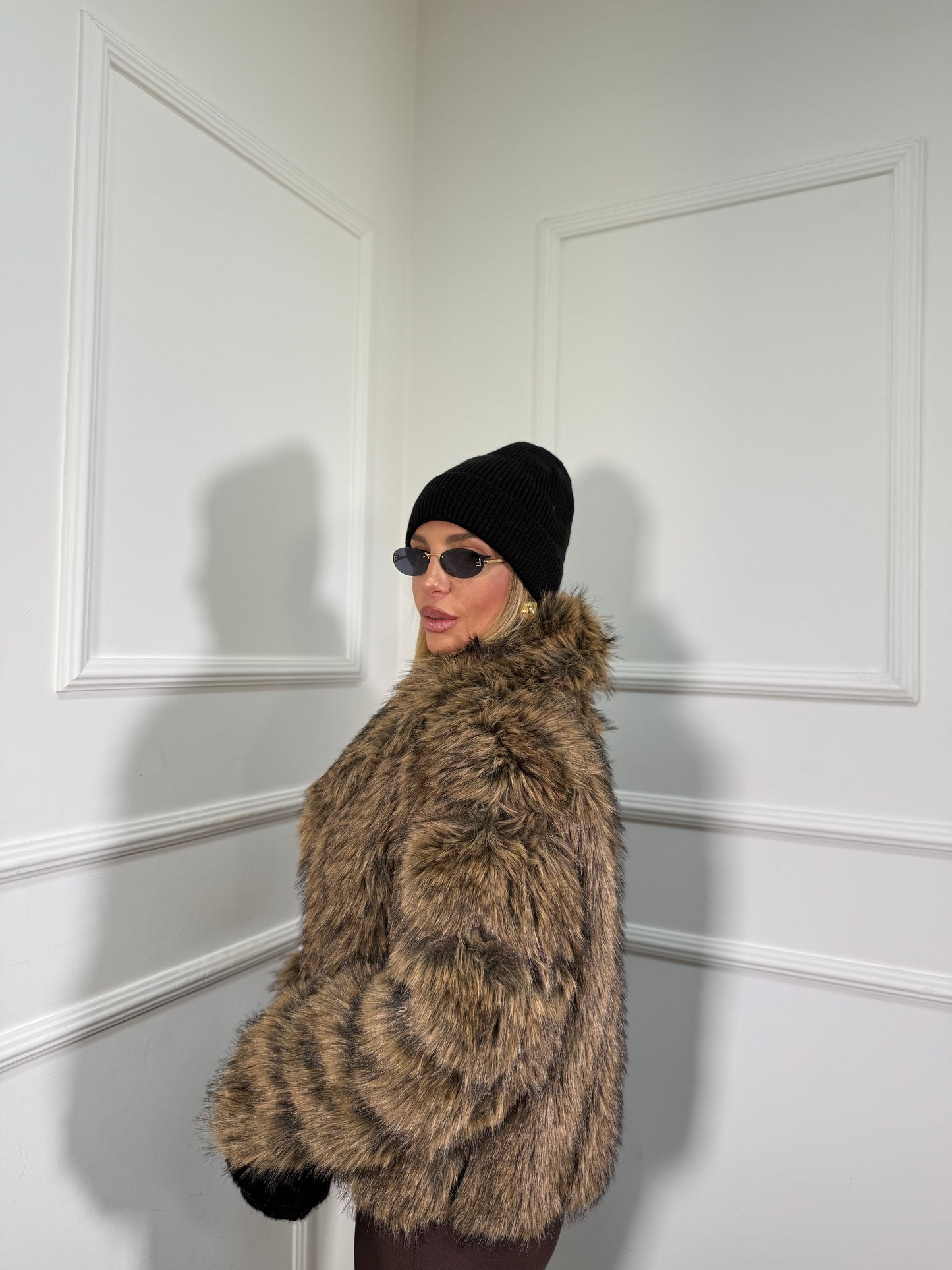 Ecofur con inserti in ecopelle Alaska nocciola l8010