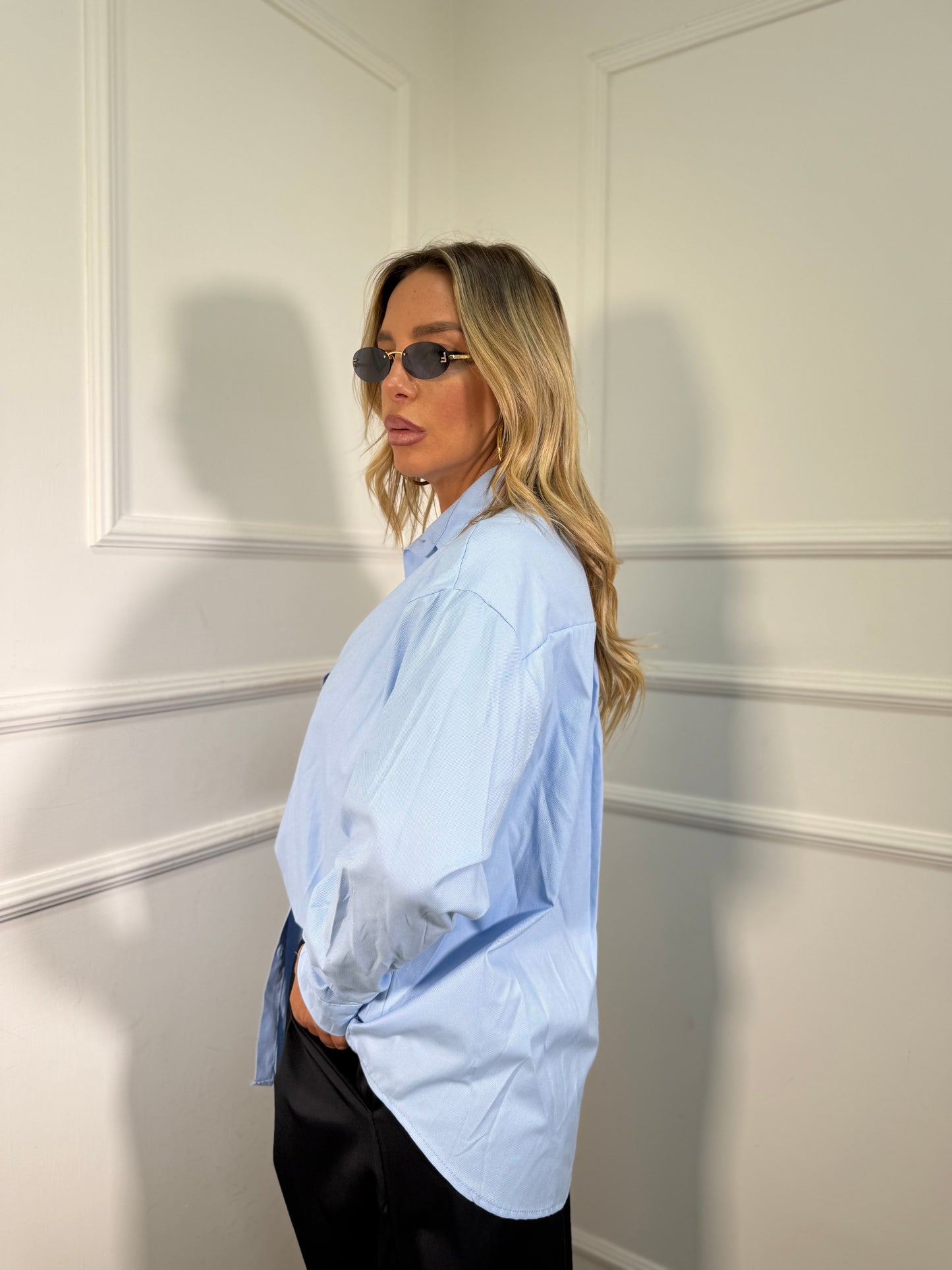 Camicia oversize Mai più senza celeste in102927 premium quality