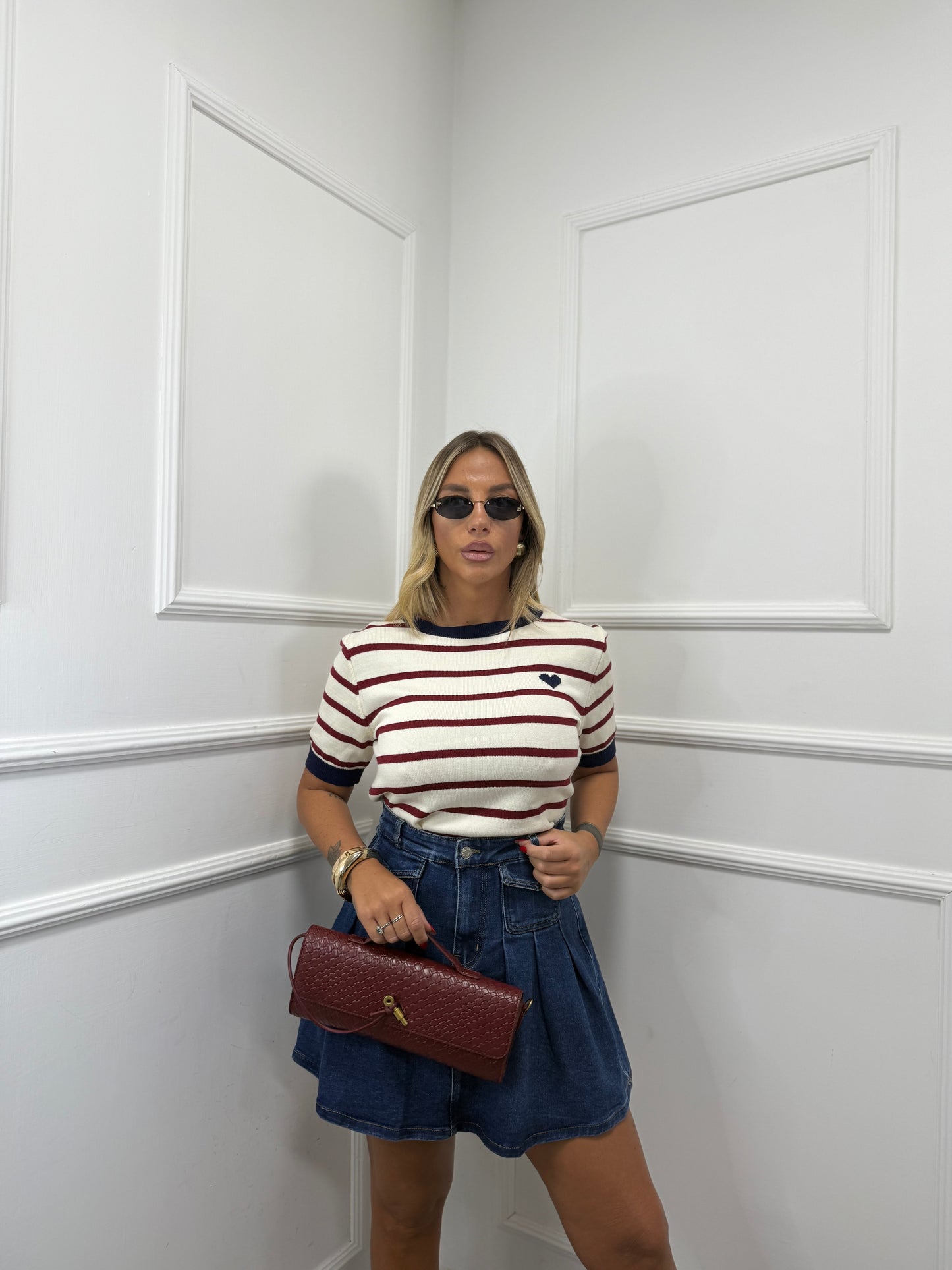 Gonna in denim con pieghe Paris y5113