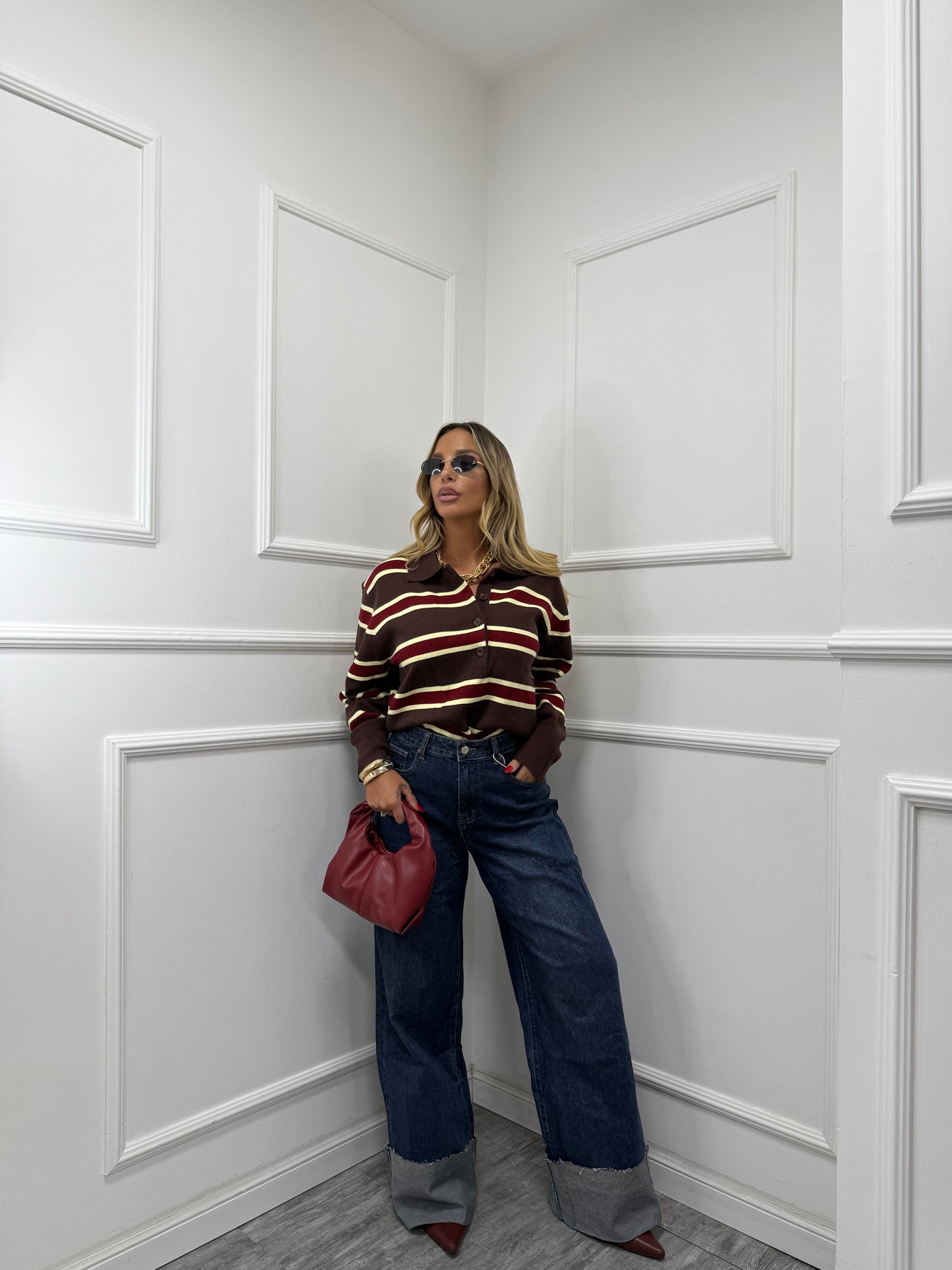 Jeans palazzone con piegone Claire lavaggio scuro yw1327