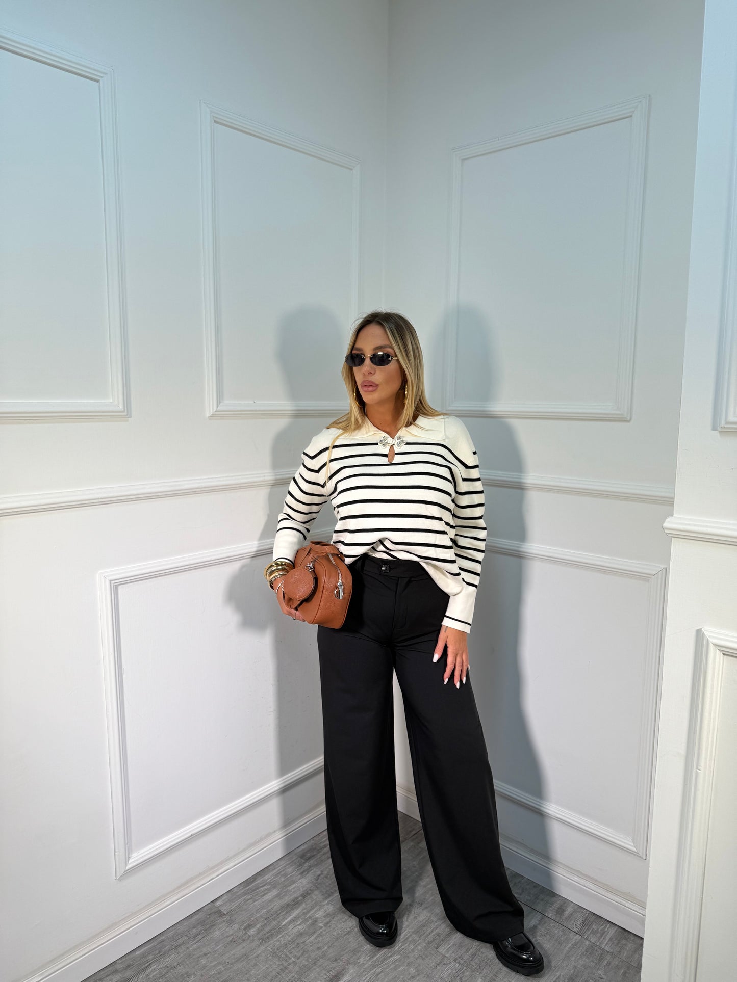 Pantaloni palazzo Madison nero 23600641