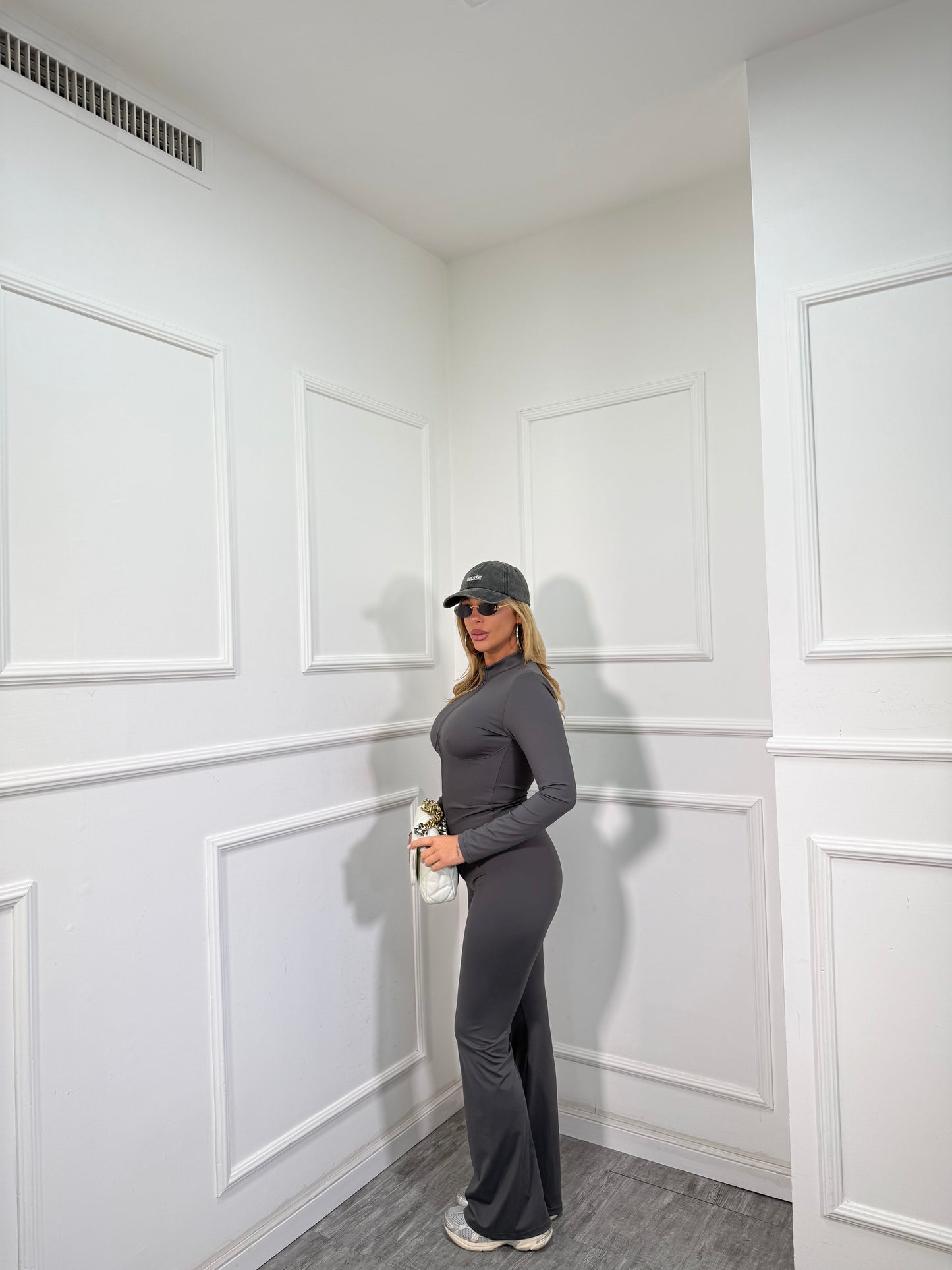 Coordinato in lycra contenitiva Nelly grigio scuro bzm207