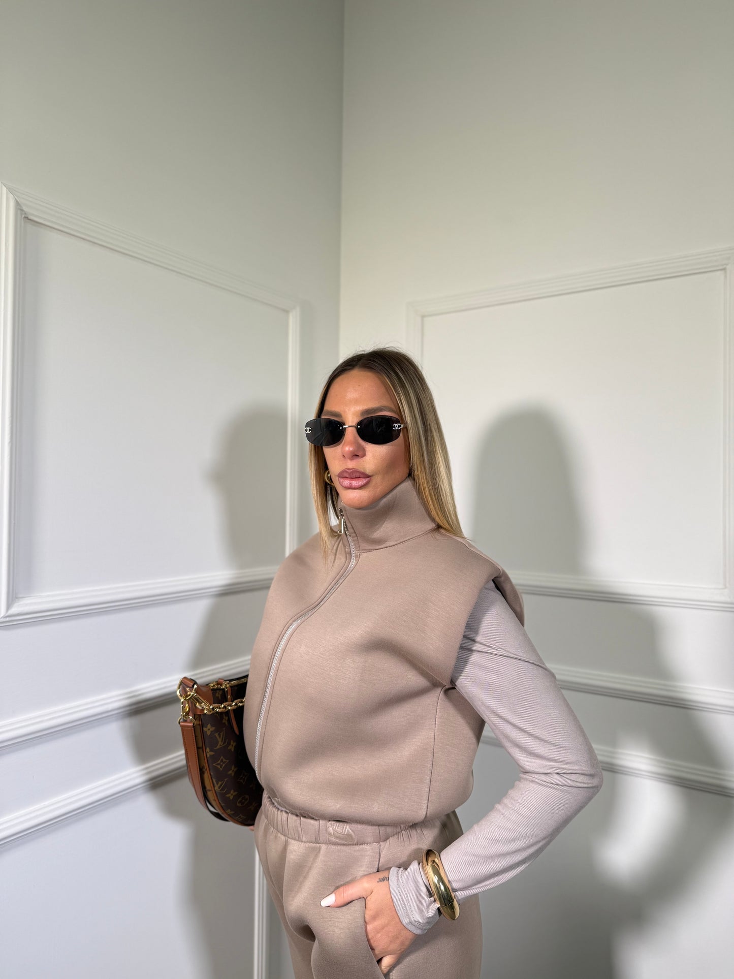 Triset tuta in neoprene con shirt Dallas taupe 8623