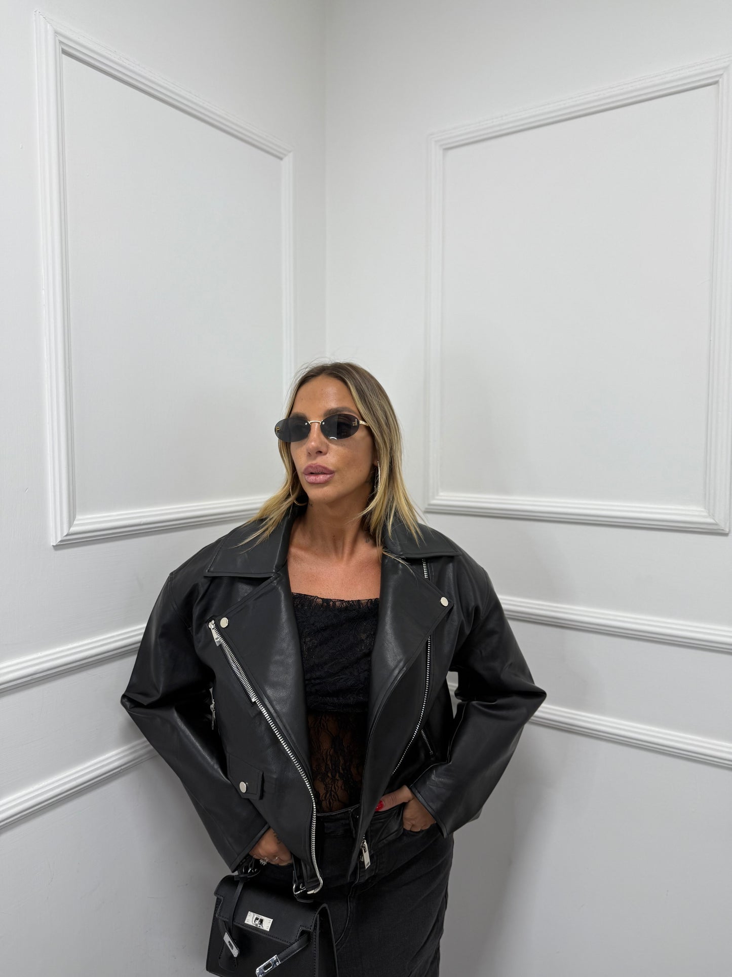 Chiodo ecopelle oversize All Day nero 70901