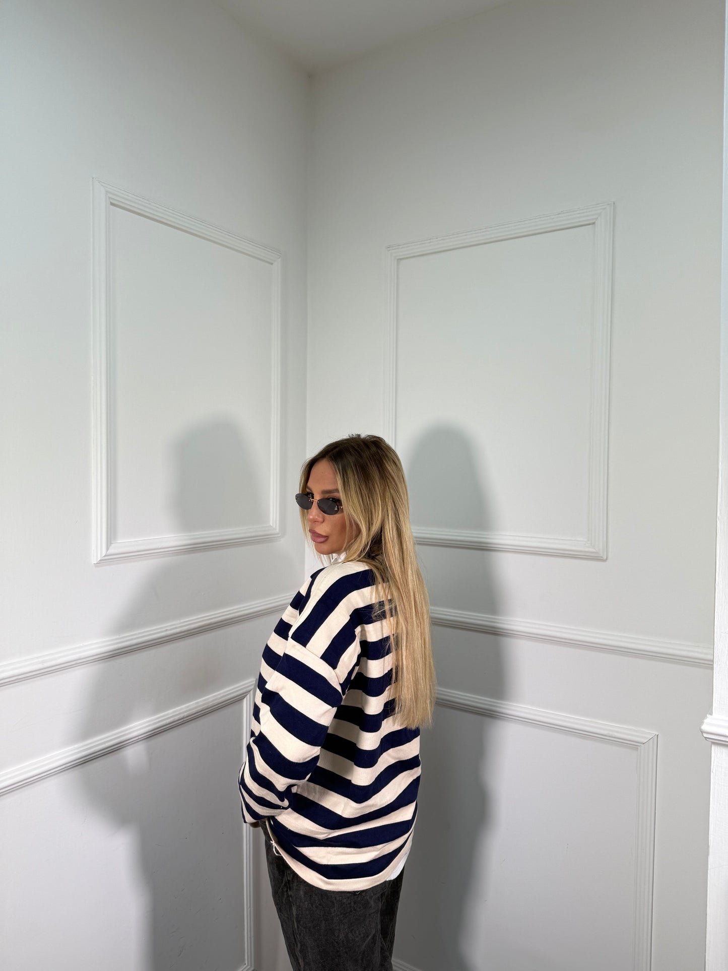 Maglioncino lana rasata Amber blu 3612