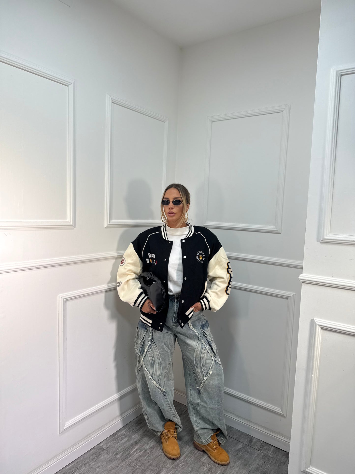 Giacca college Bristol nero/panna yt30059