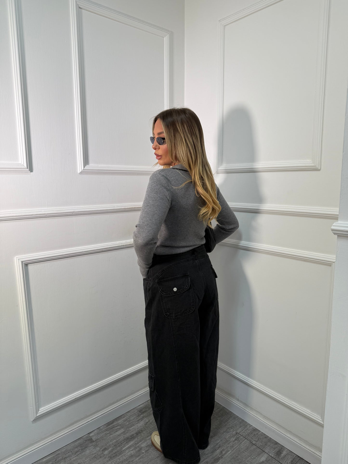 Jeans balloon multi tasche nero lc1218