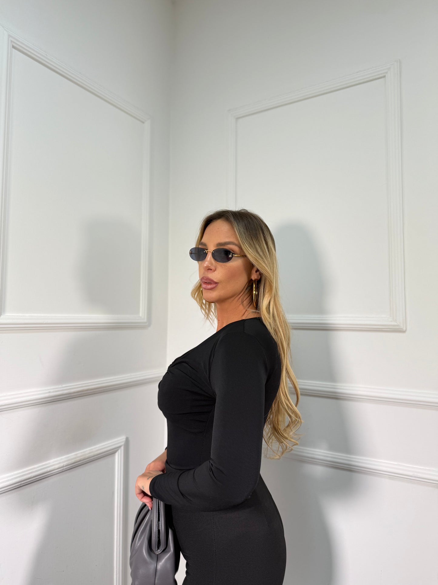 Body in lycra scollo a V nero 25741