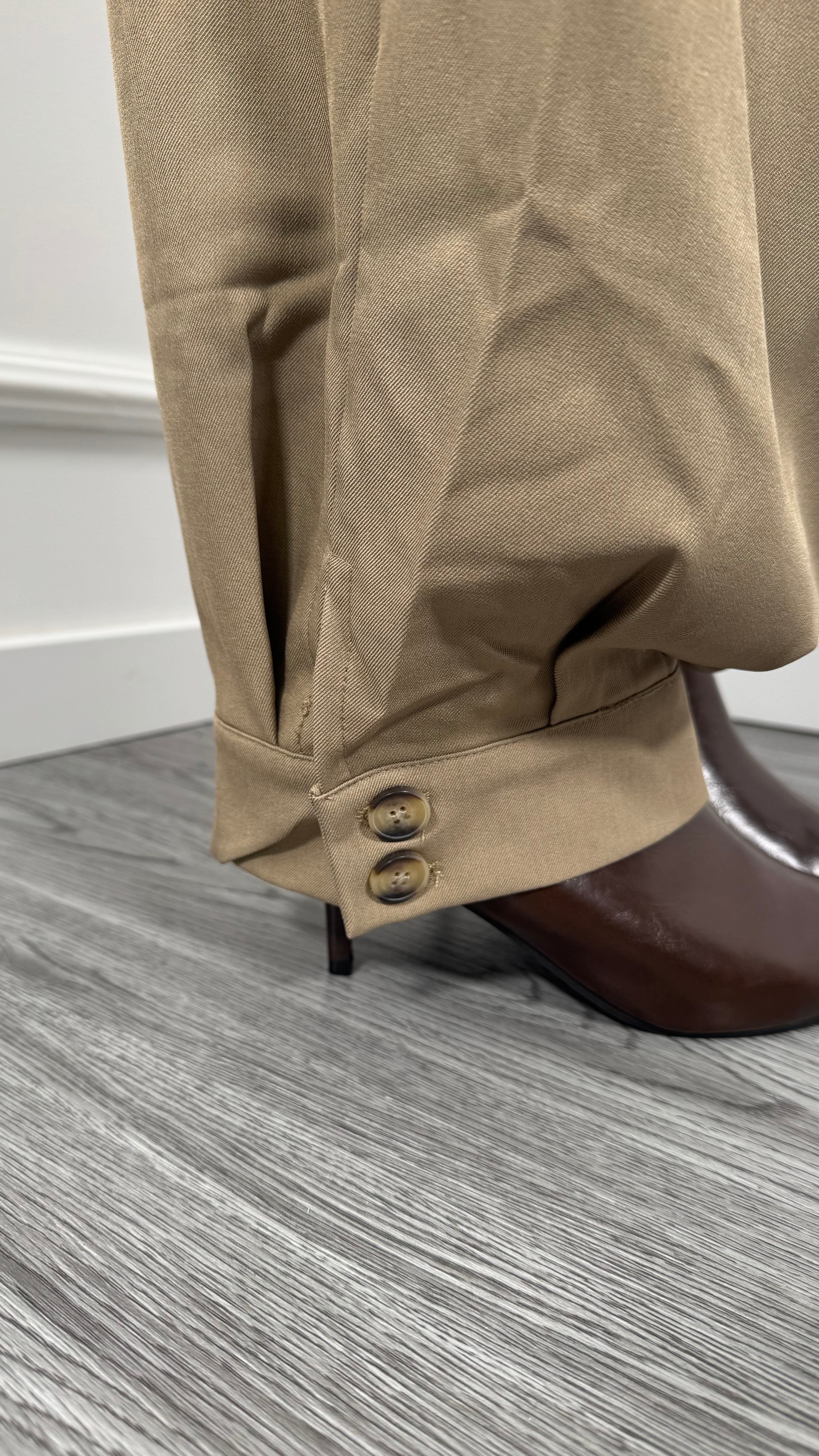 Pantaloni balloon in crepe con cintura beige 2858