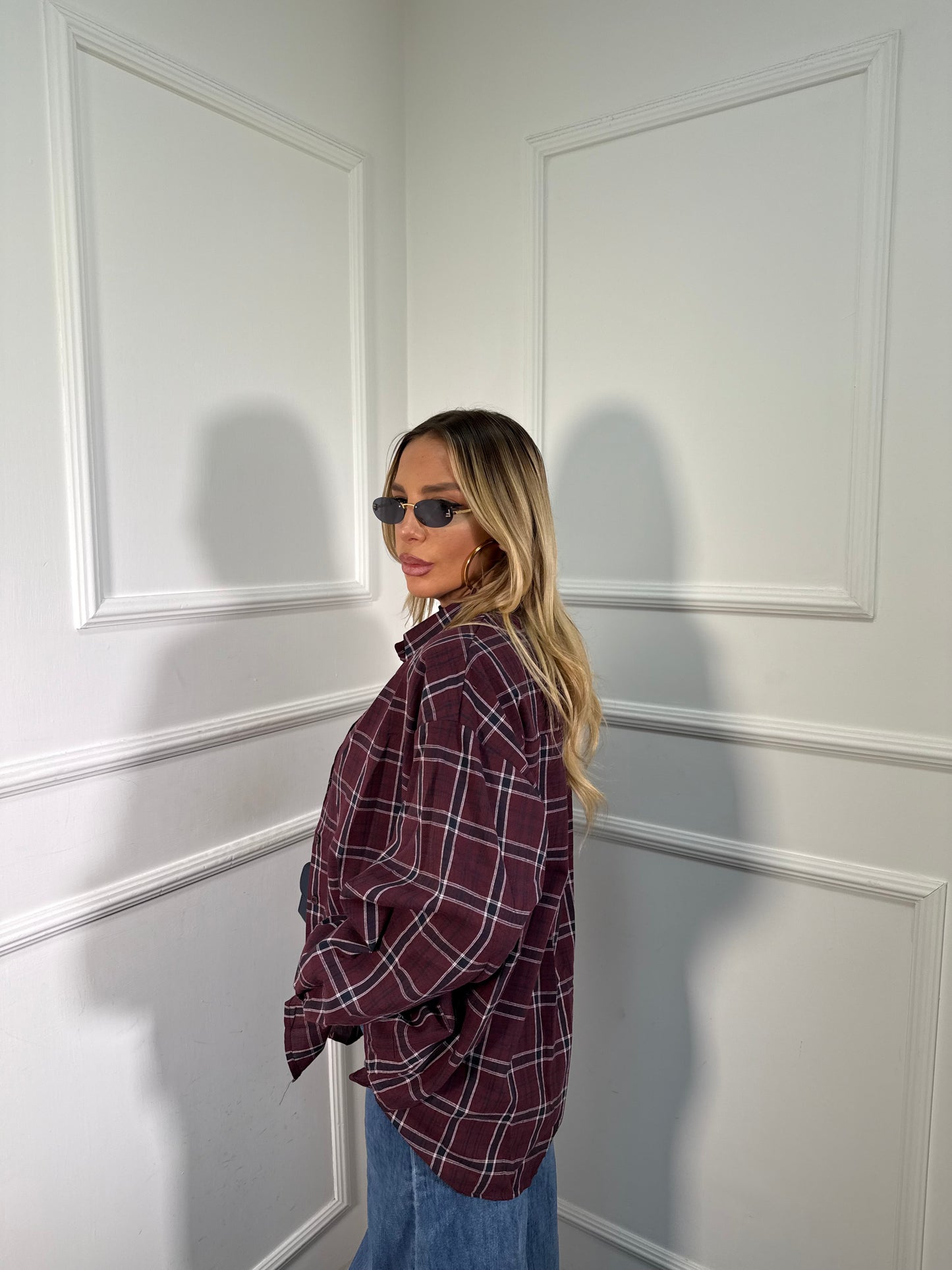 Camicia oversize con spalline Vibes bordeaux mf2708