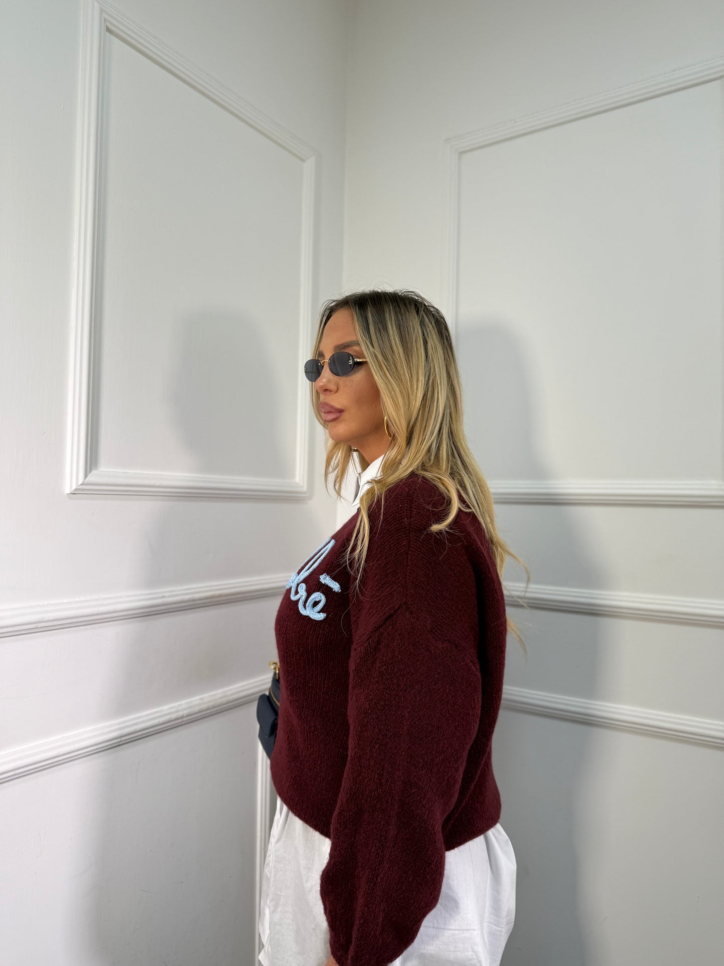 Pullover lana cotta No Vabbè bordeaux a2702