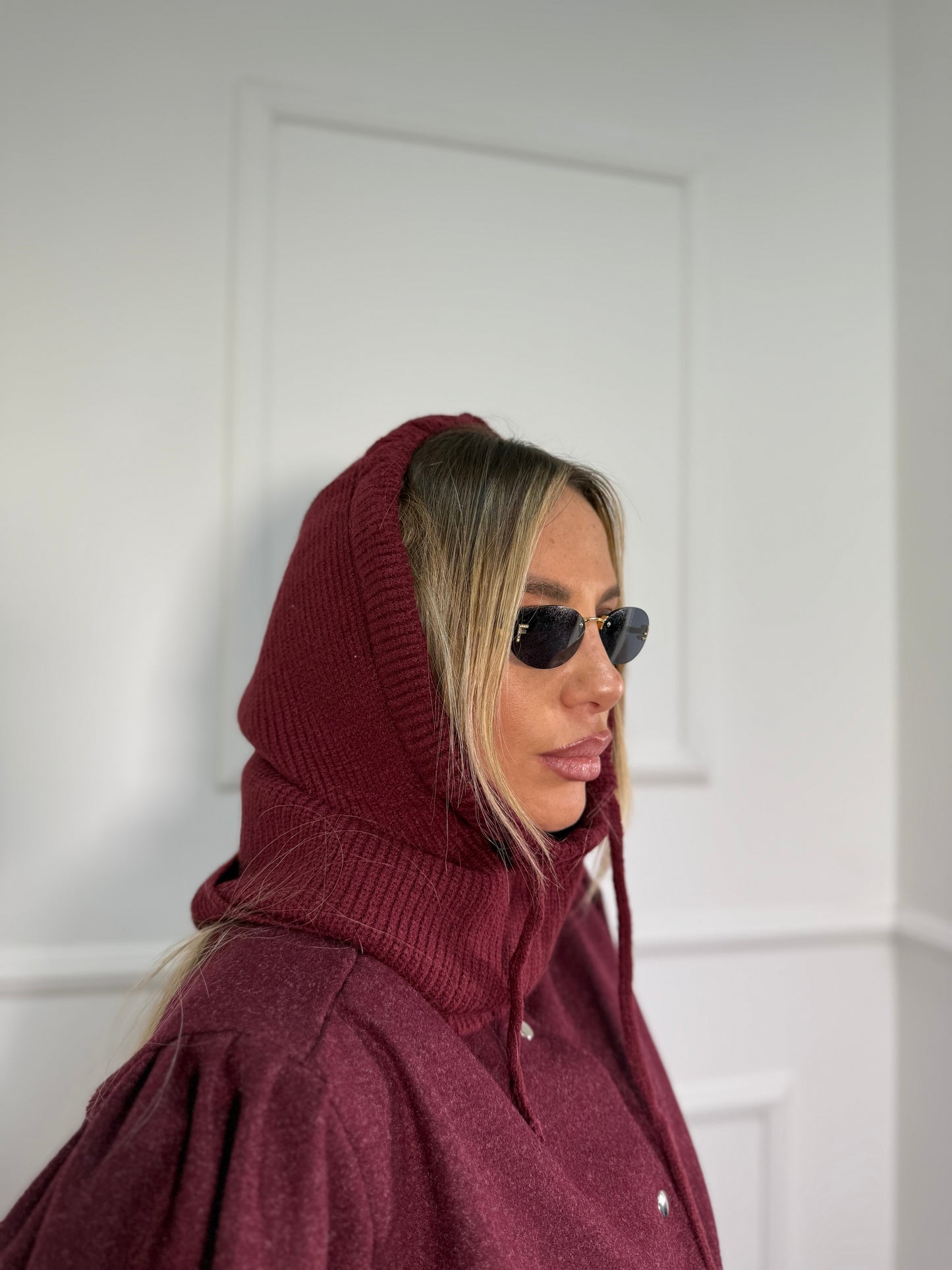 Balaclava in lana bordeaux