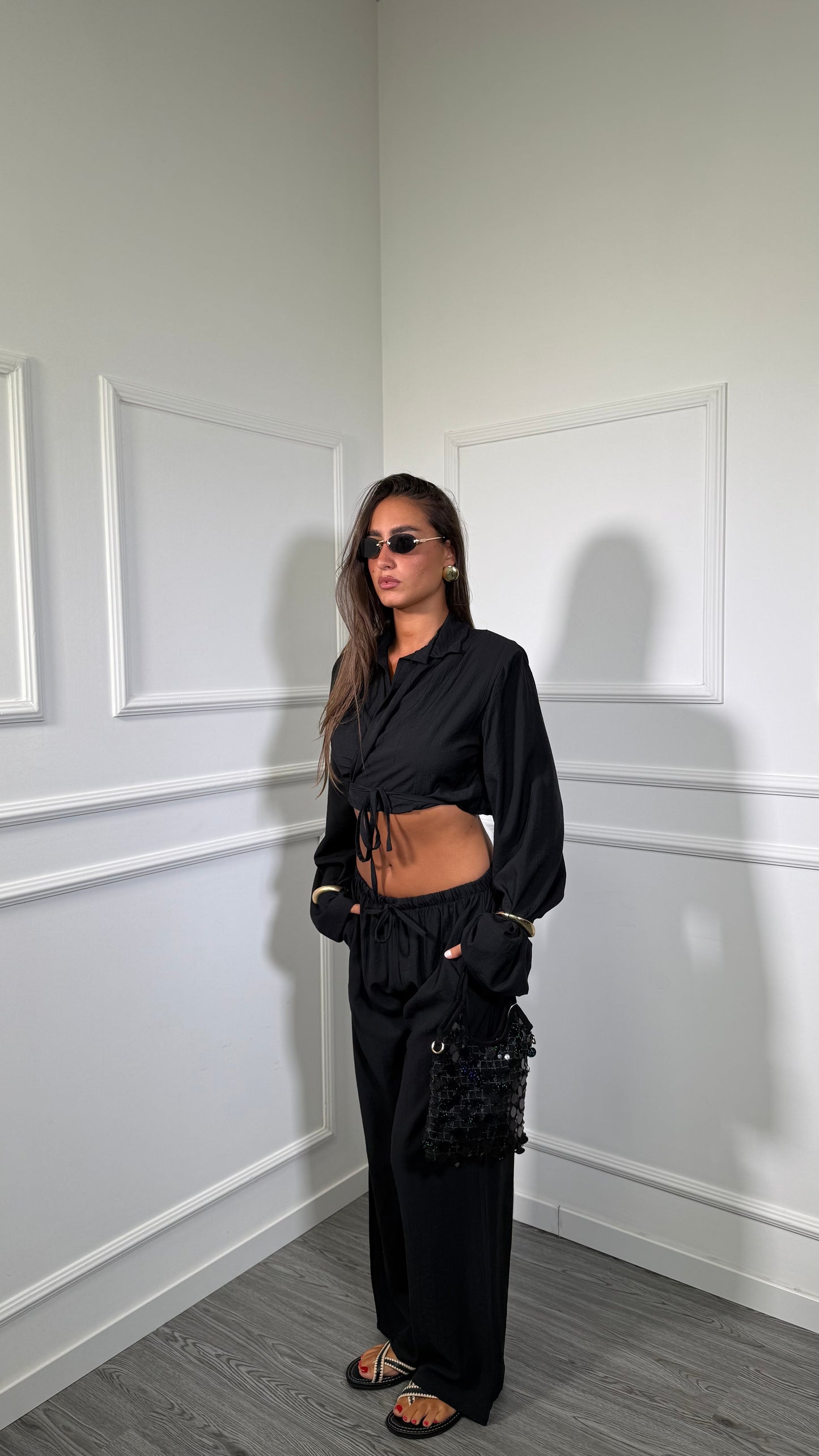 Coordinato con spalline Cancun nero 8212