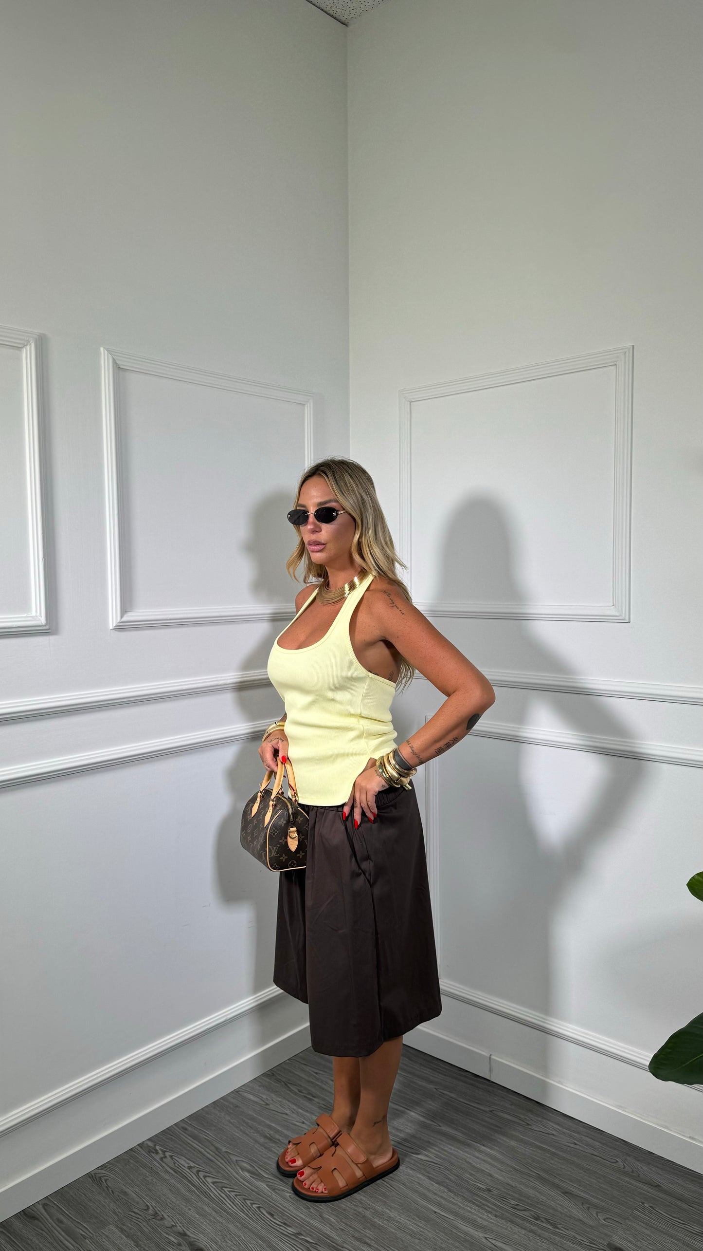 Bermuda in cotone (curvy) Sporting marrone 240359