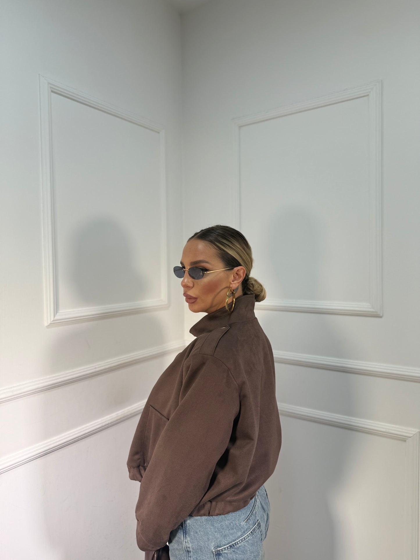 Bomber crop eco camoscio marrone Darling 5662