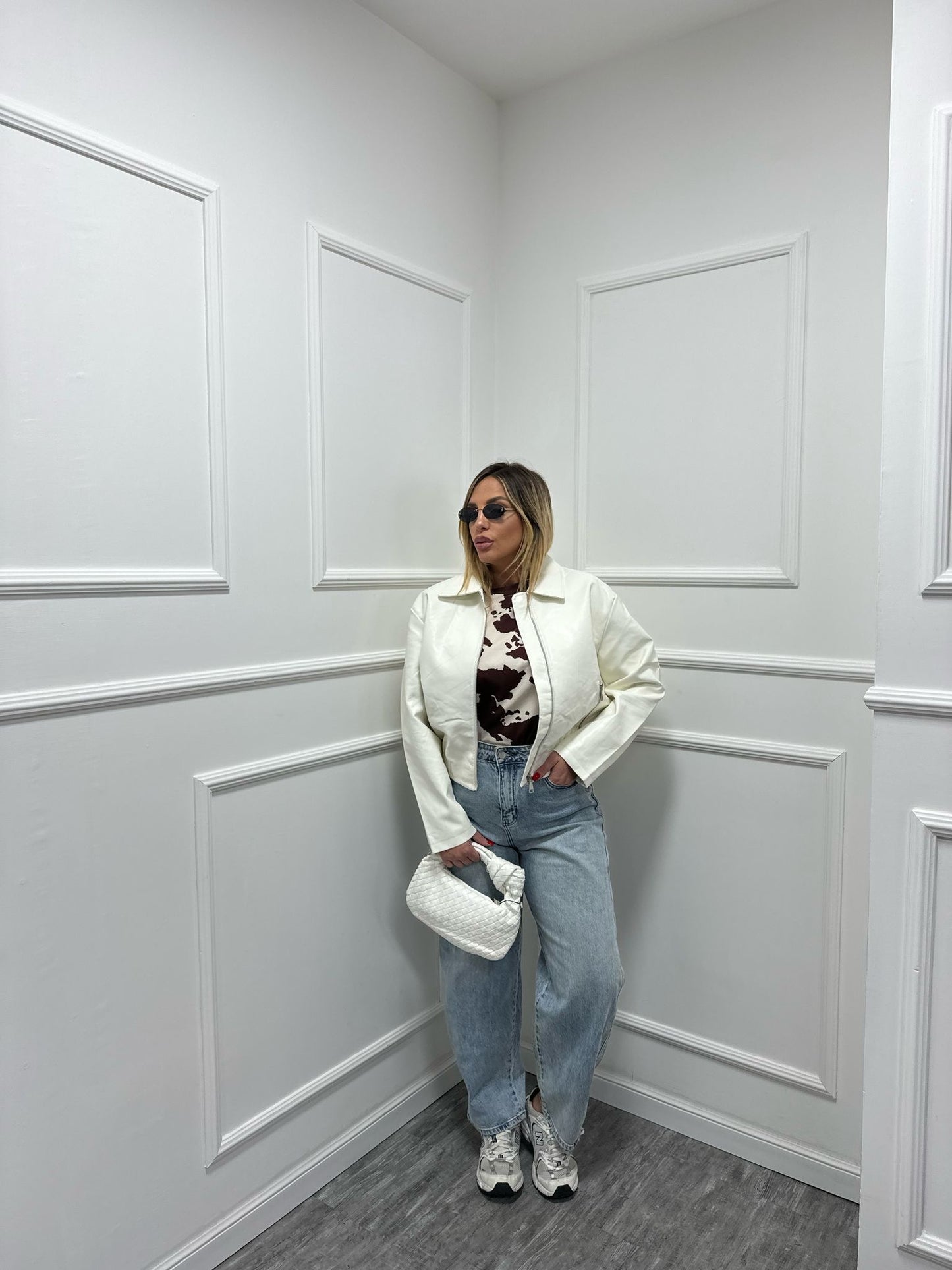 Bomber ecopelle bianco