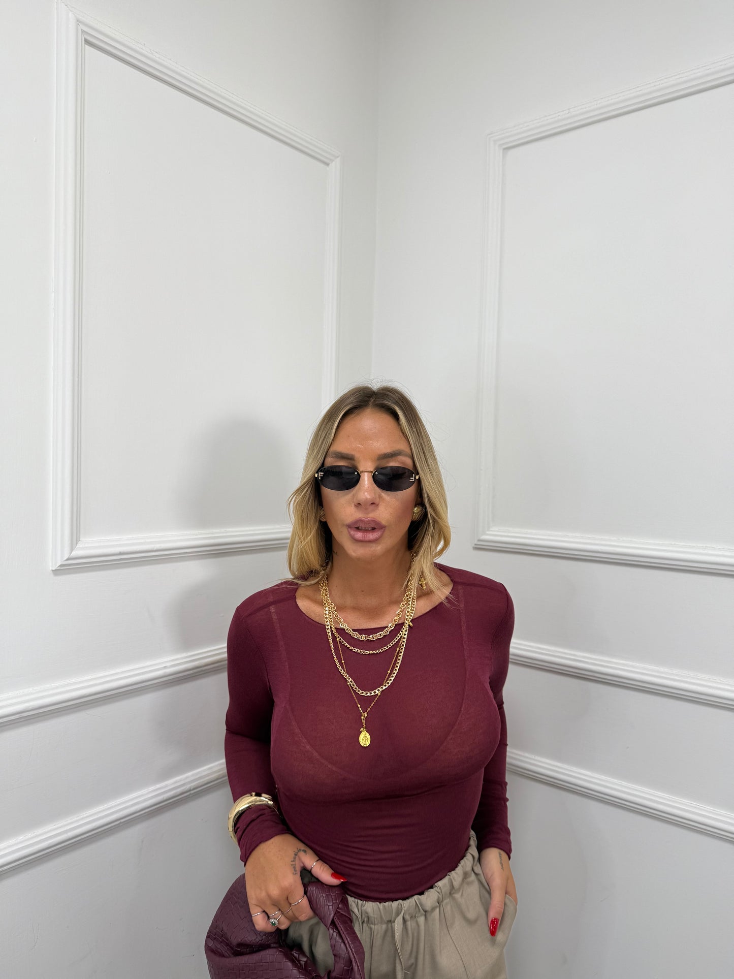 Maglia in Cashmere Life bordeaux 21808
