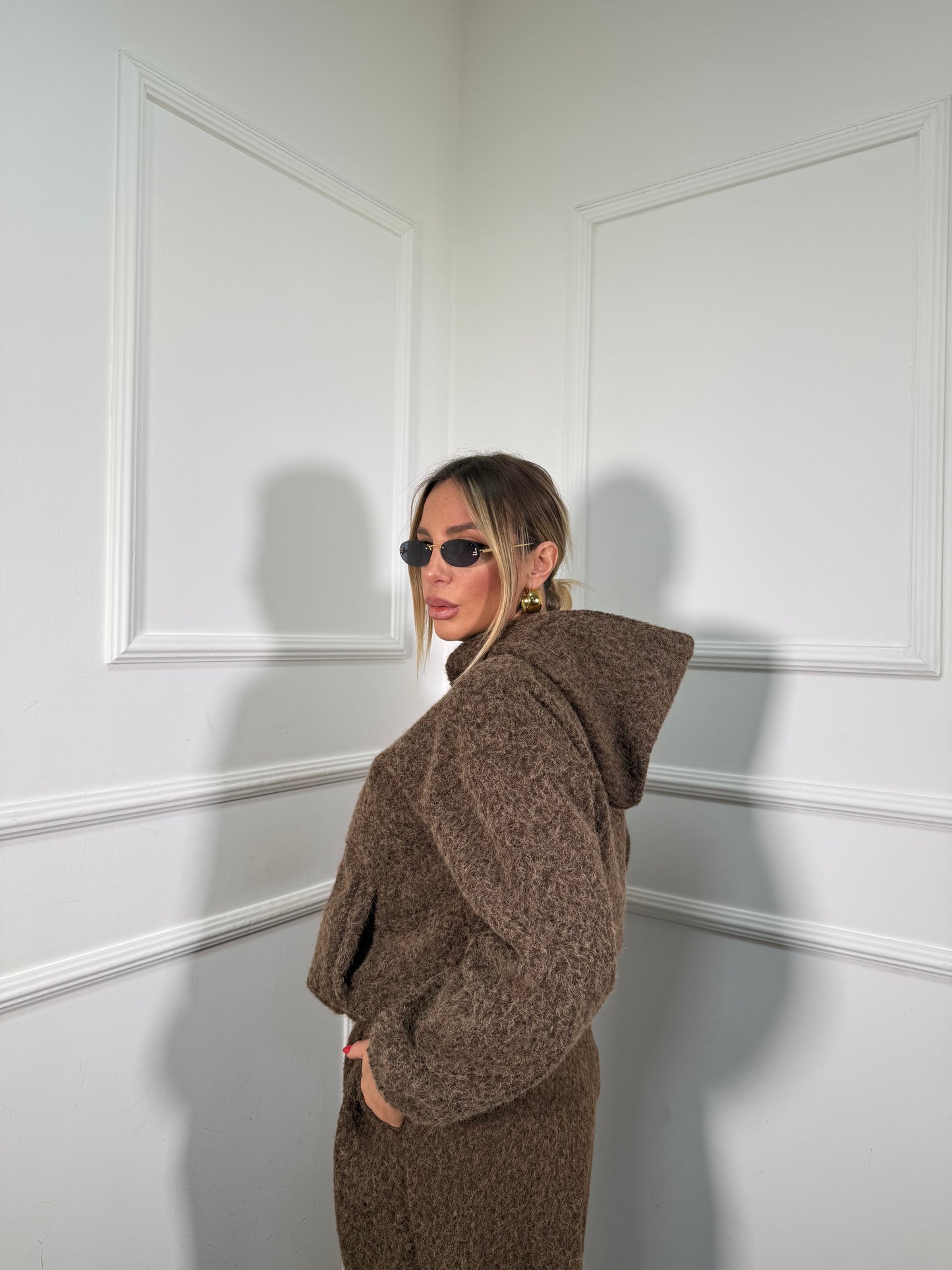 Coordinato tuta lana cotta Bear cioccolato 50815