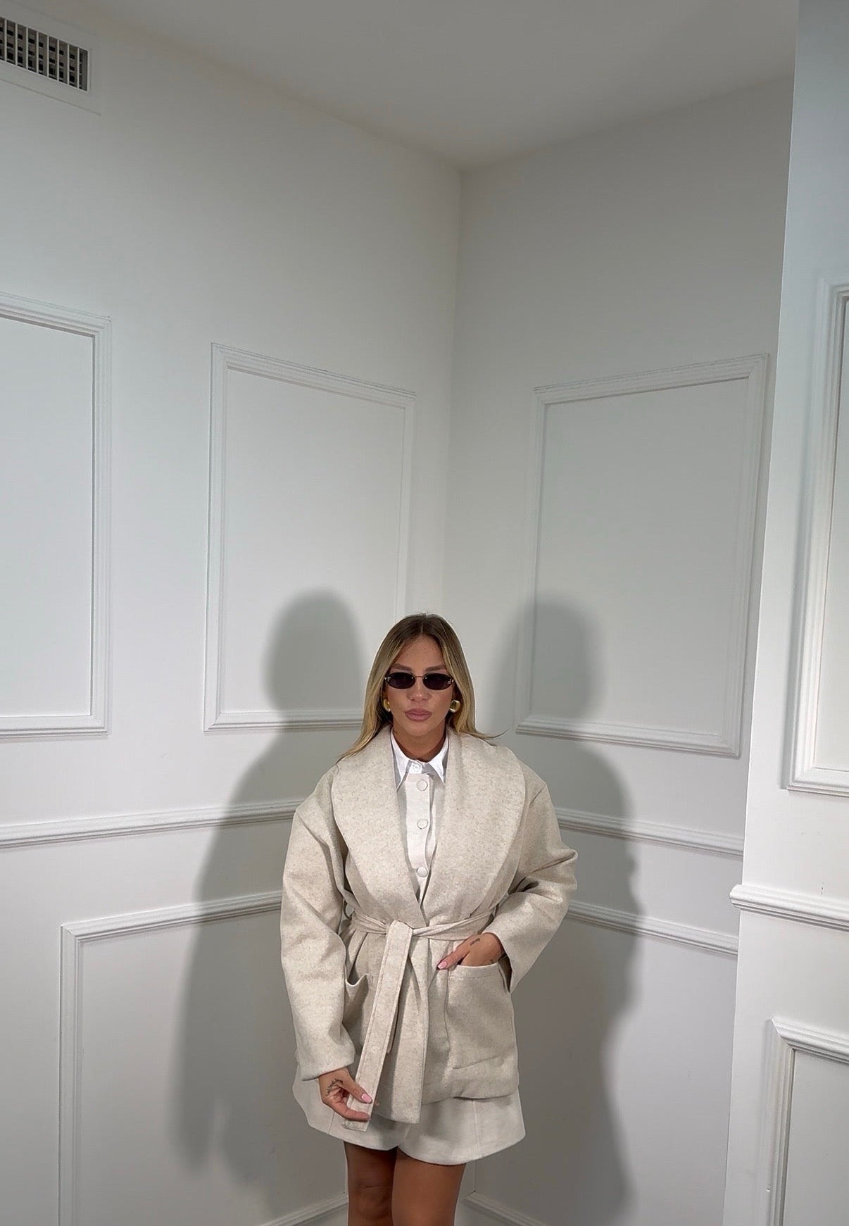 Cappotto in lana cotta Cherì panna m11146