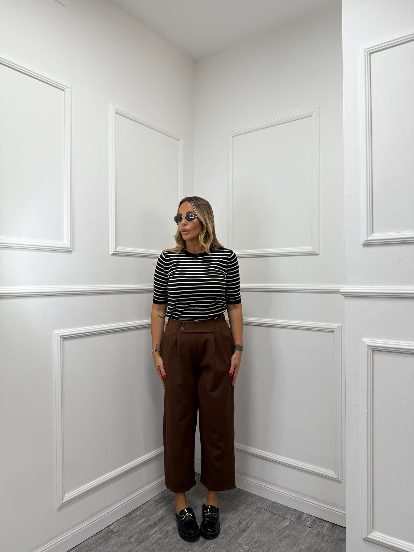 Pantaloni della Vita 7/8 marrone 2255