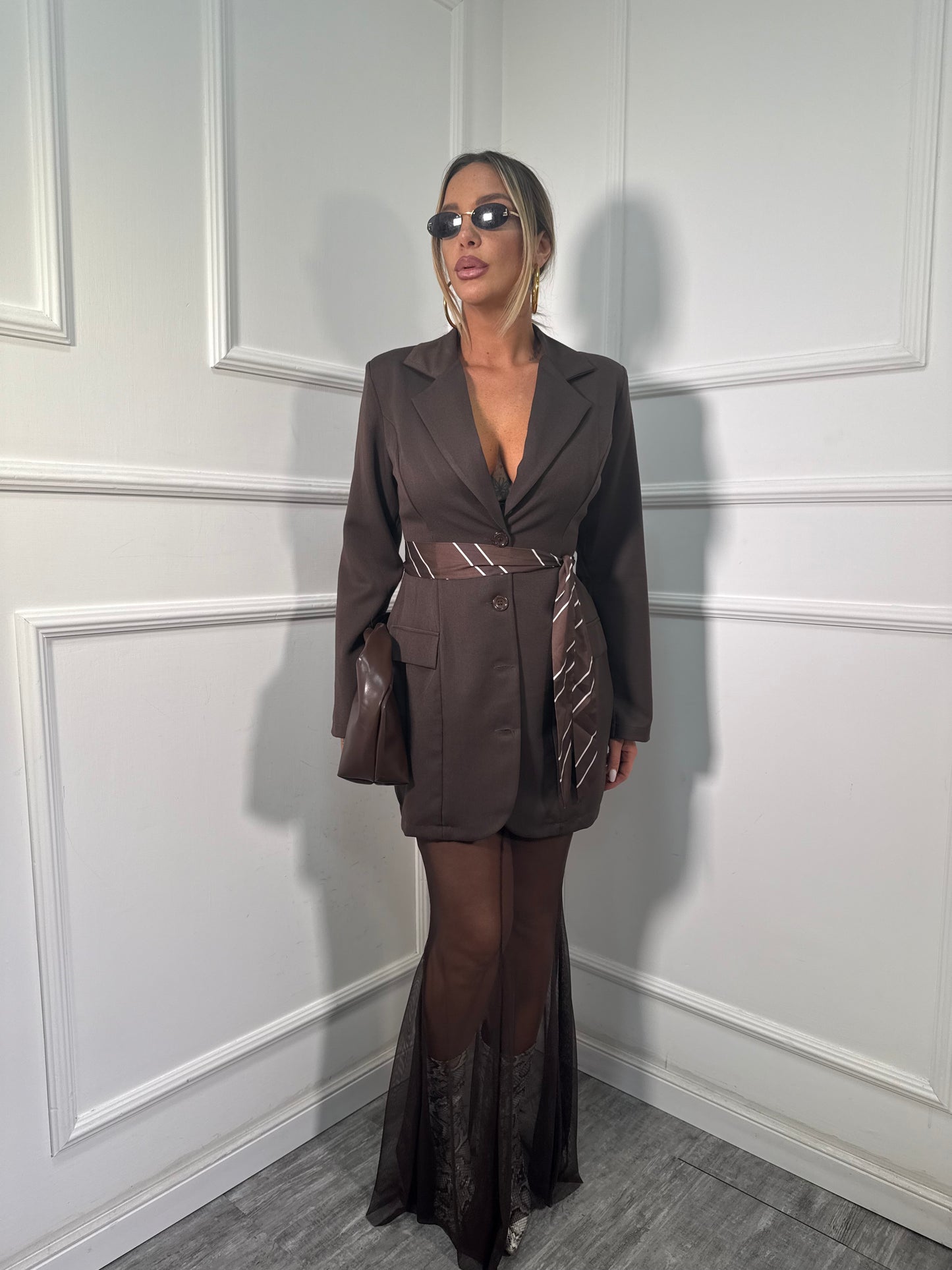 Longuette in tulle elastico cioccolato 19365