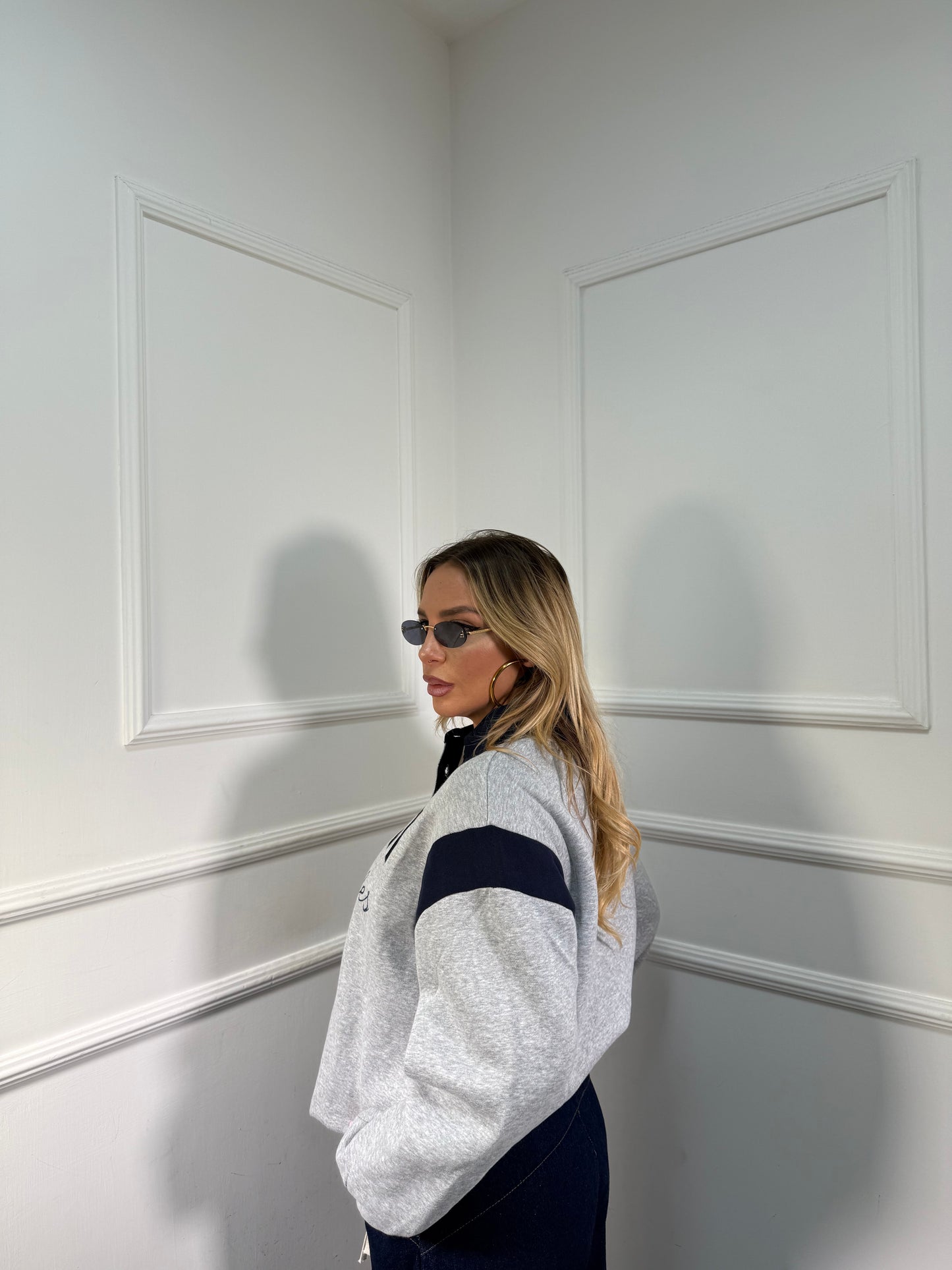 Felpa con colletto The Club grigia a64977