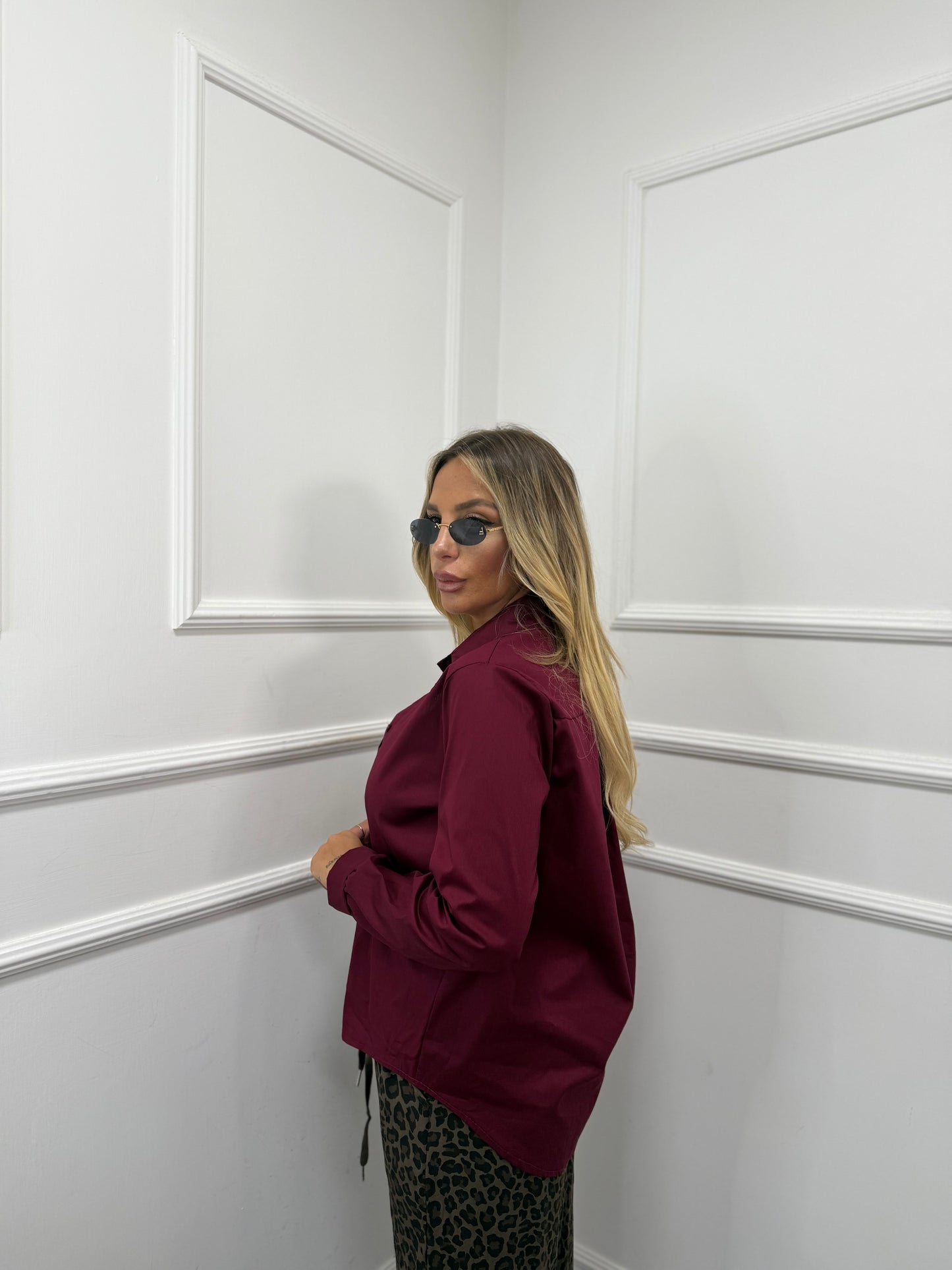 Camicia in cotone Work bordeaux 3264