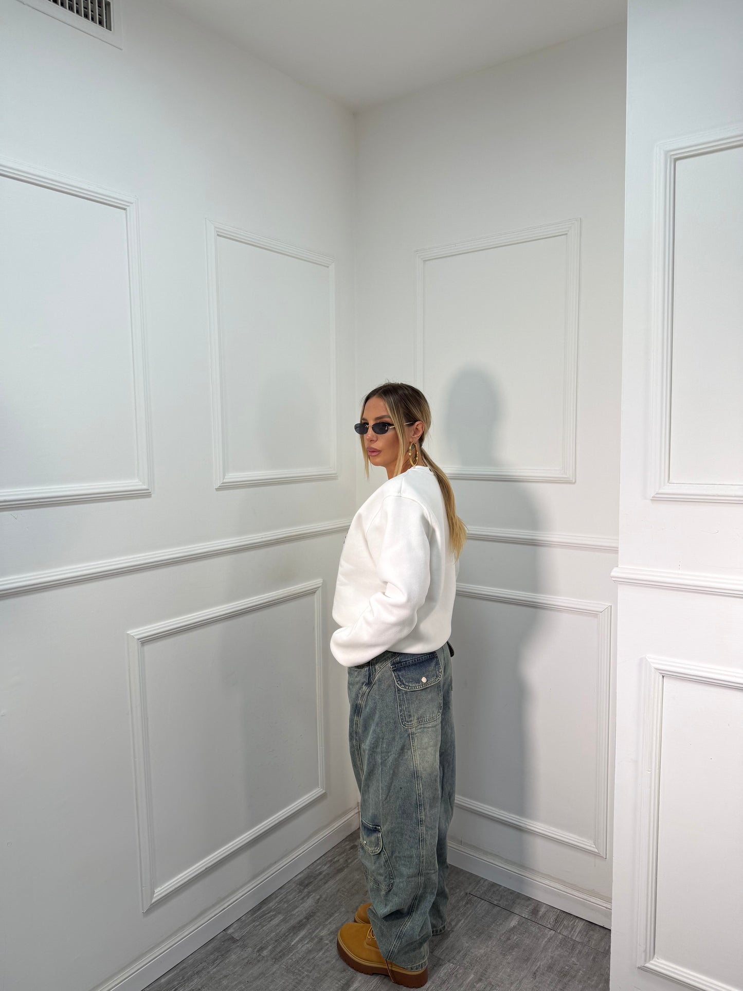 Felpa in pile Santa Monica bianca 36410