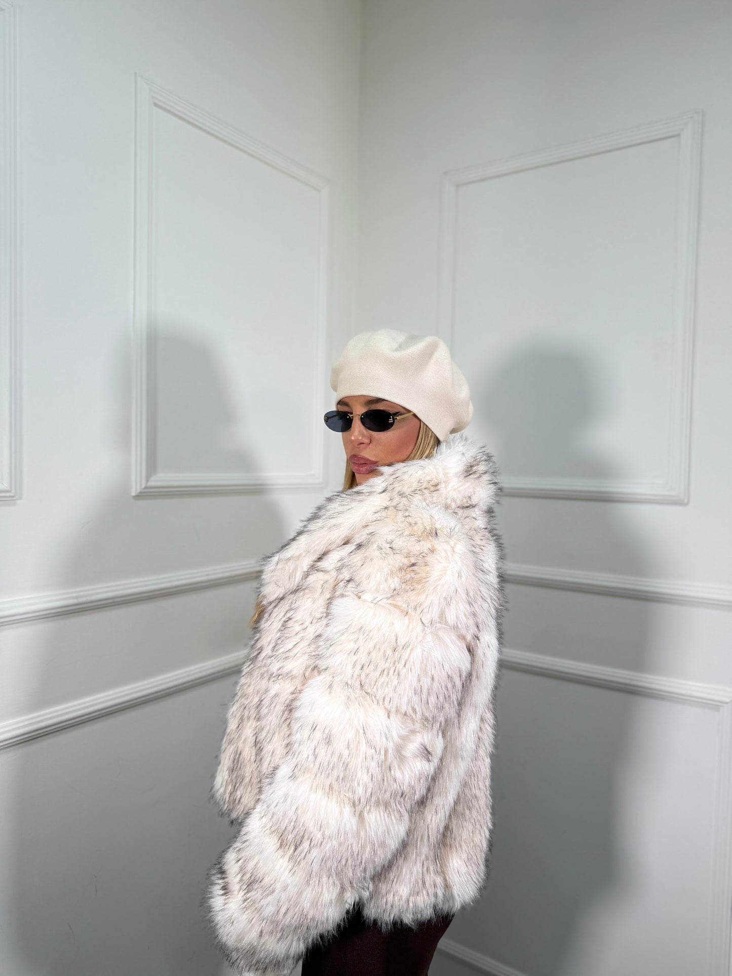 Ecofur con inserti in ecopelle Alaska bianco l8010