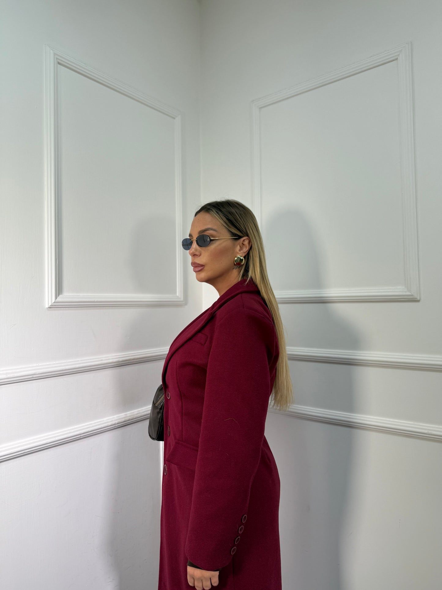 Cappotto in panno avvitato Erin bordeaux 5928