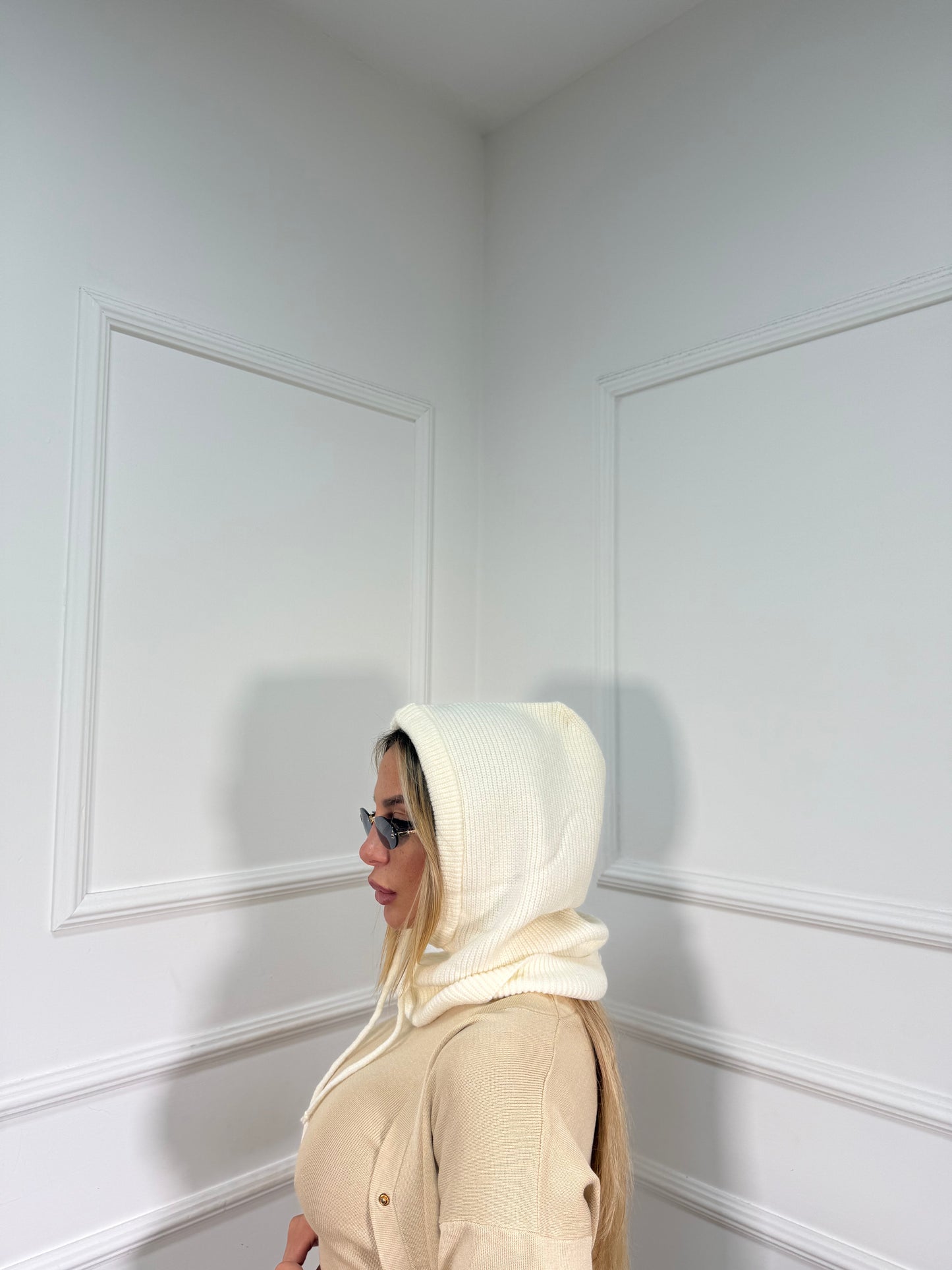 Balaclava in lana panna