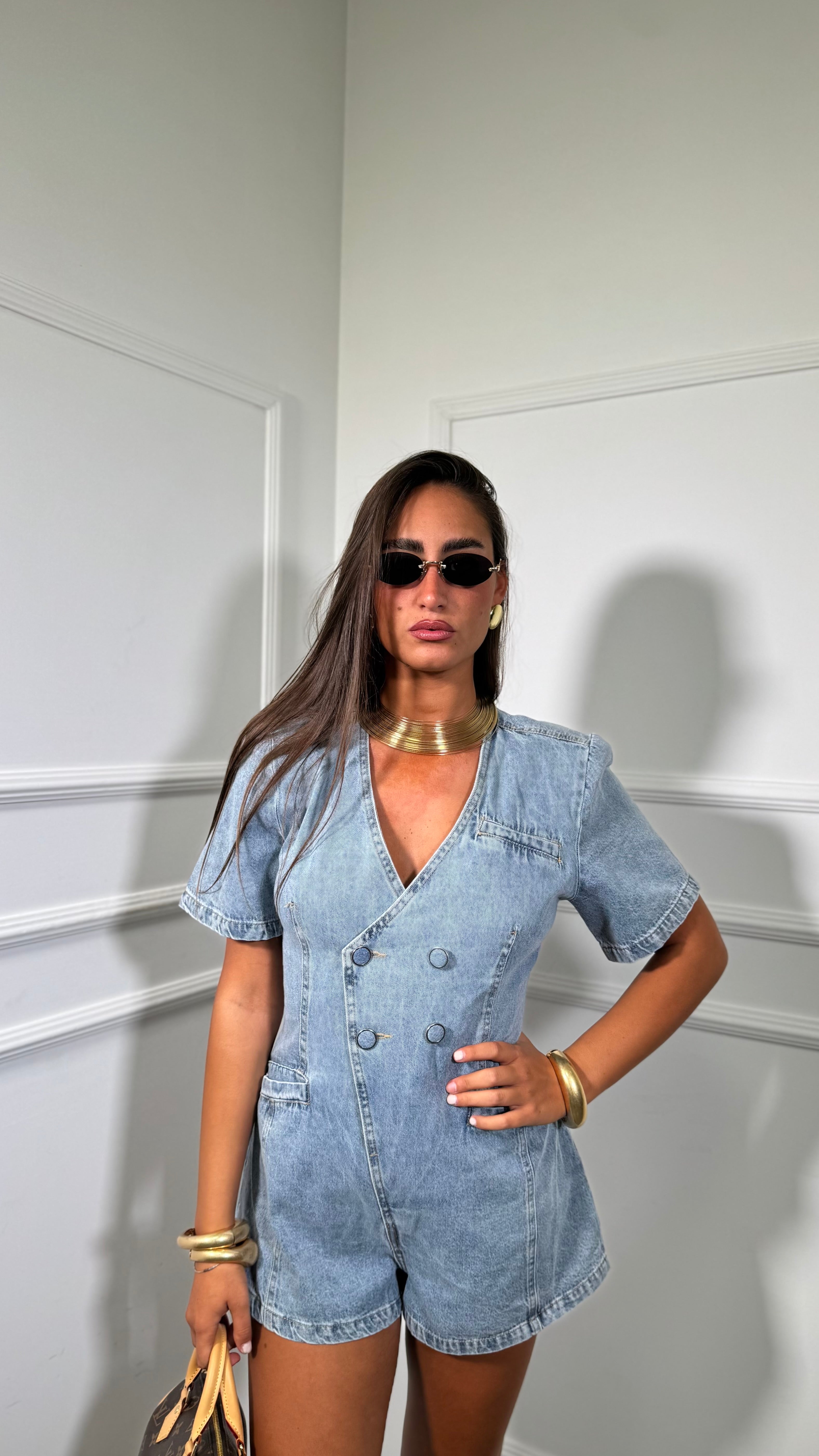 Jumpsuit in denim con spalline Cindy 06713