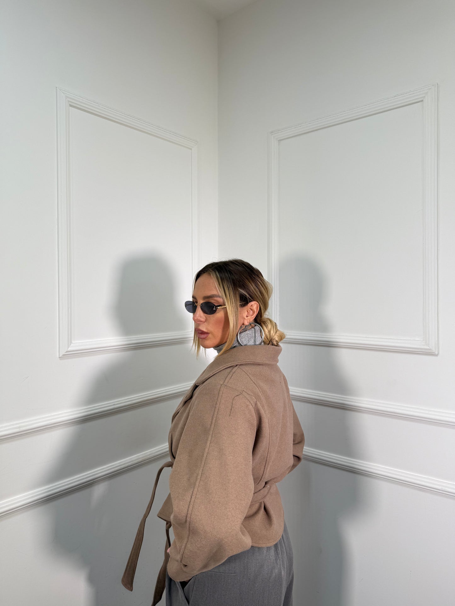 Trench crop in panno Miranda camel 6801