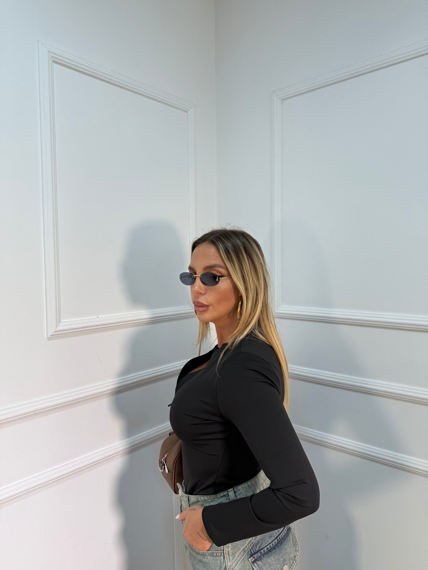 Body con zip modellante nero bzm022