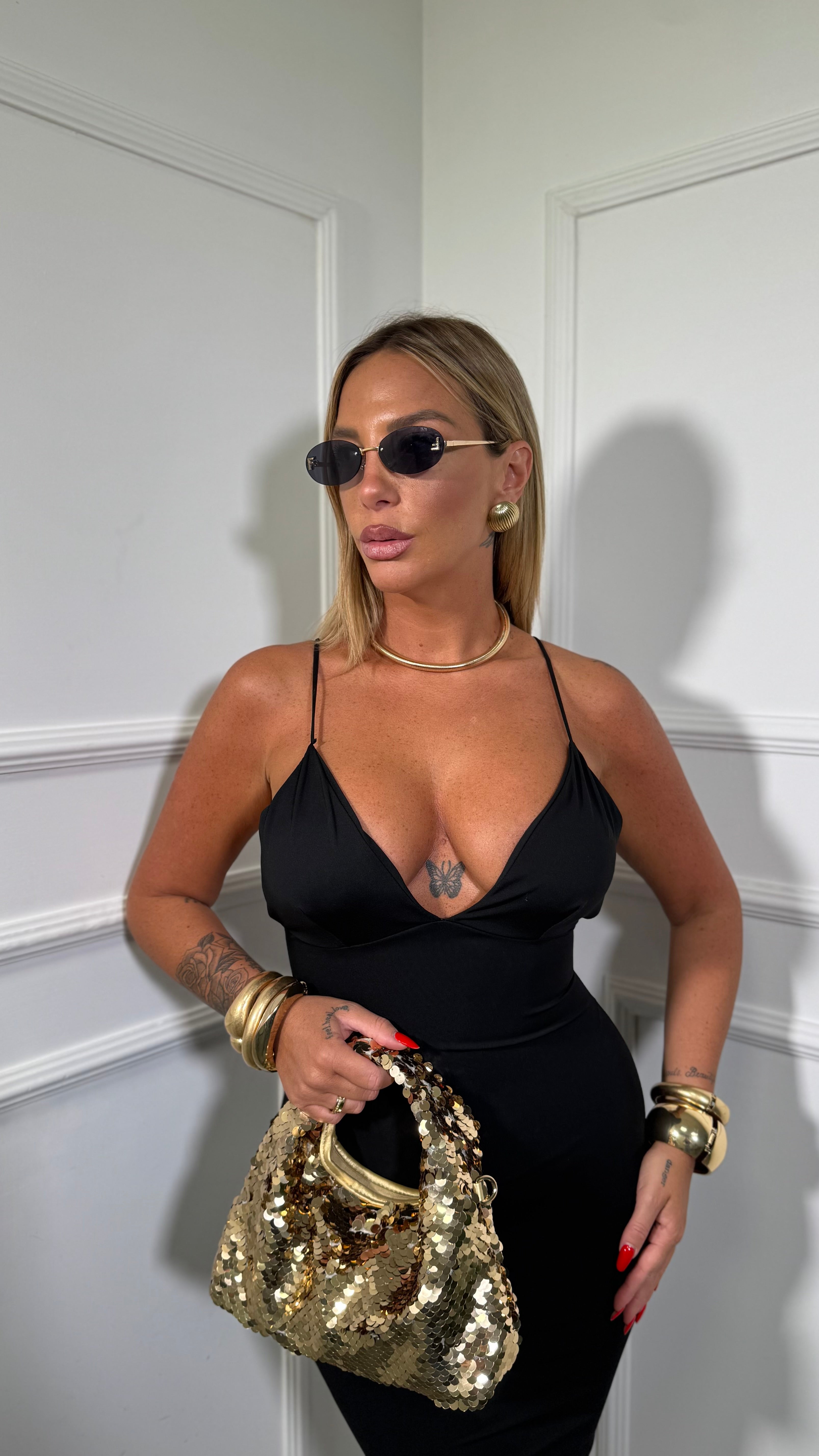 Abito midi in lycra contenitiva Rodrìguez nero 22349