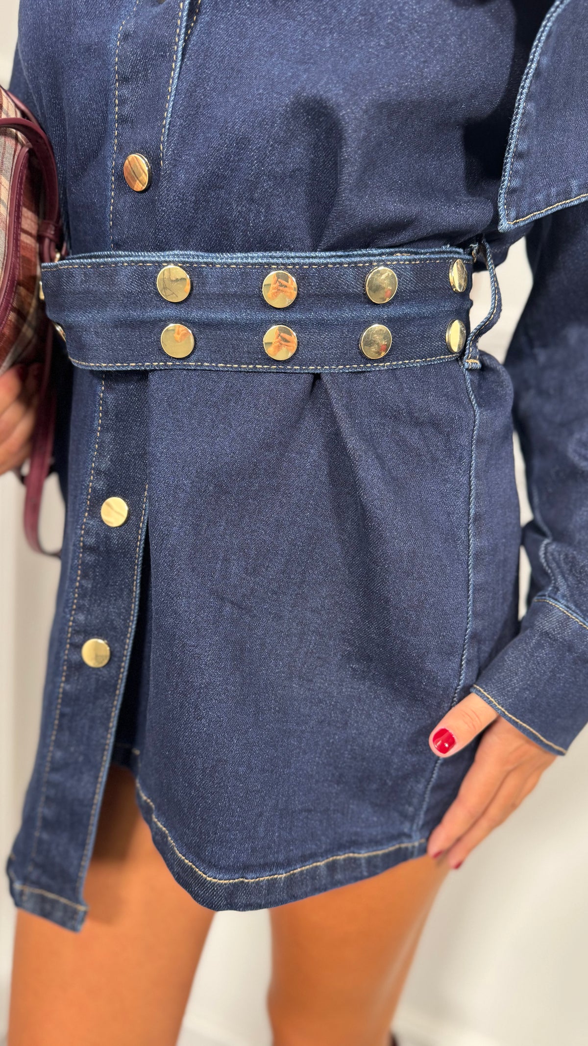 Abito corto in denim lavaggio scuro Tonga yx582