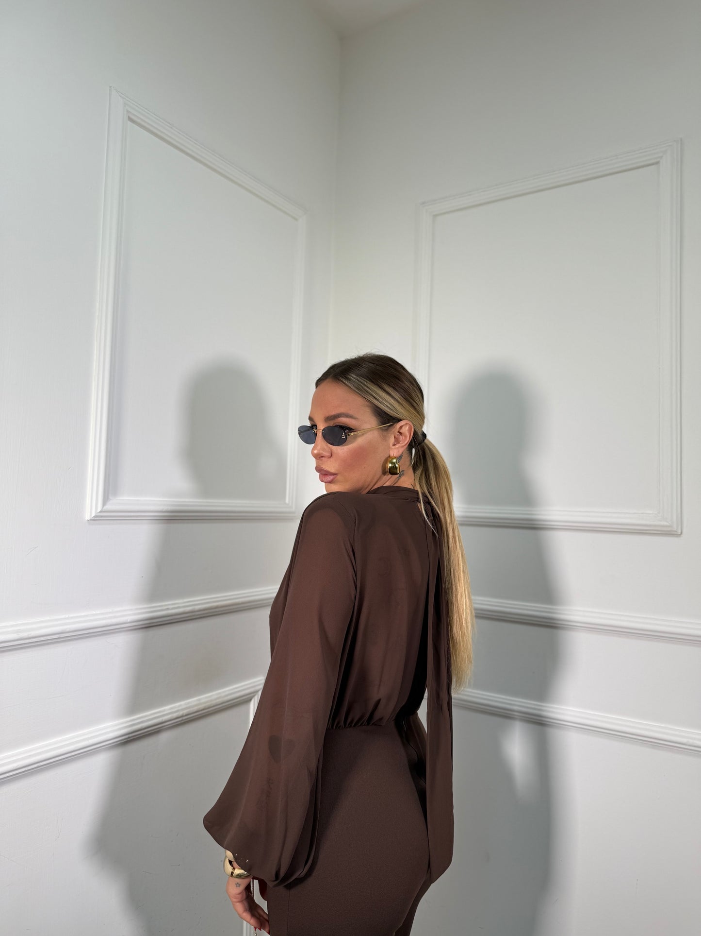 Jumpsuit a palazzo Ellis cioccolato 378788