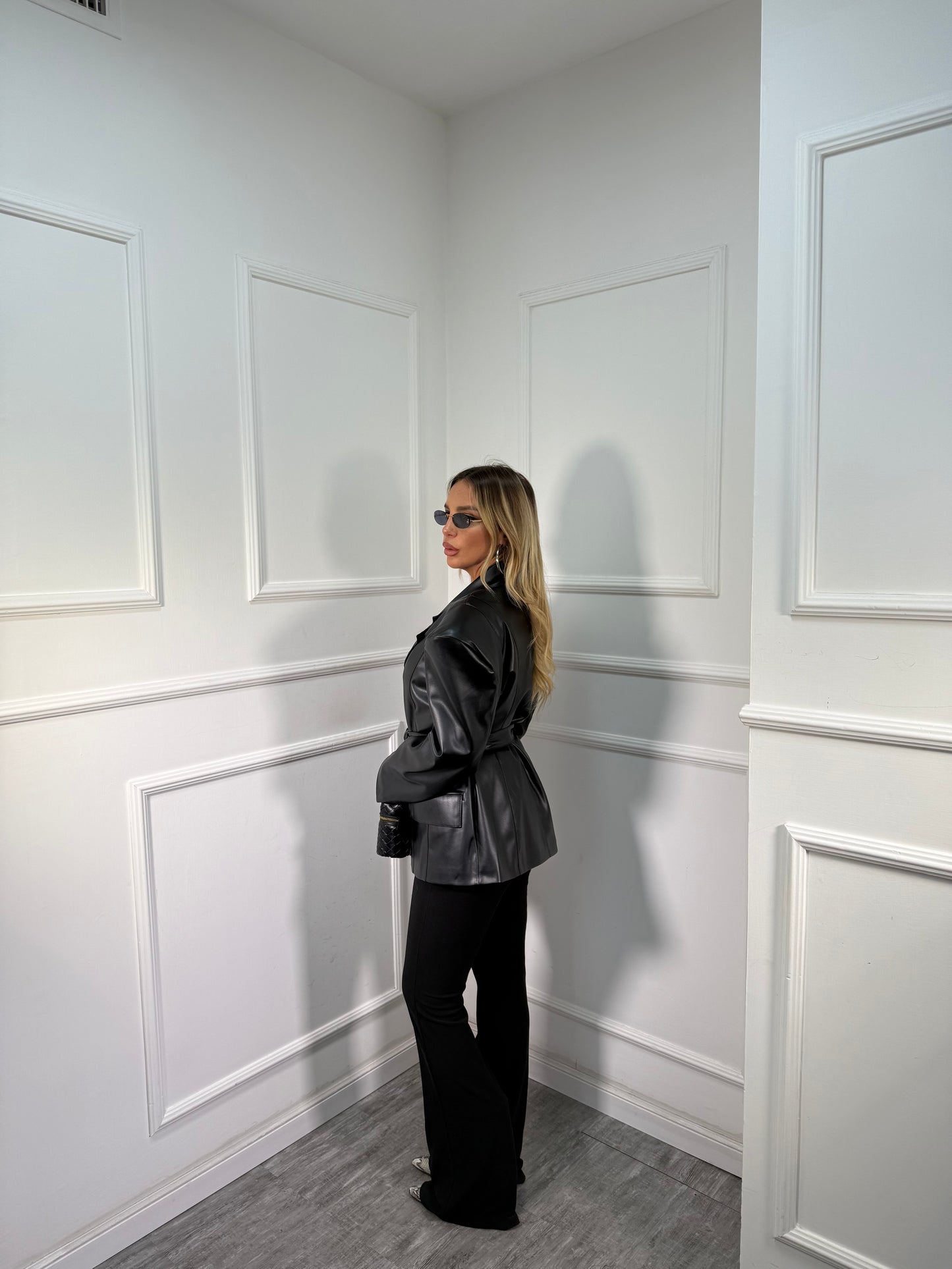 Blazer in ecopelle Clodya nero by justwest pel100