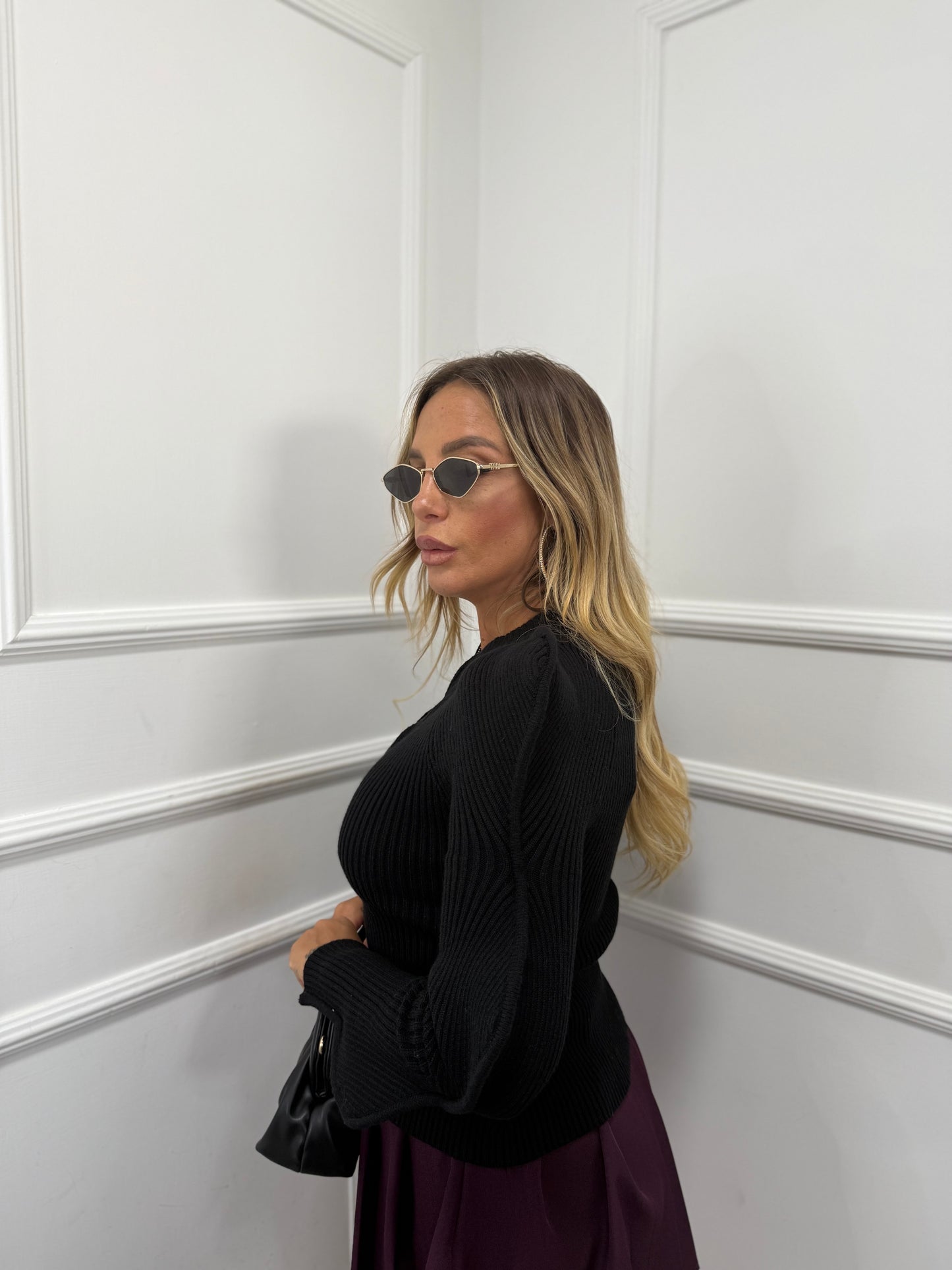 Maglioncino con zip Waves nero 0829