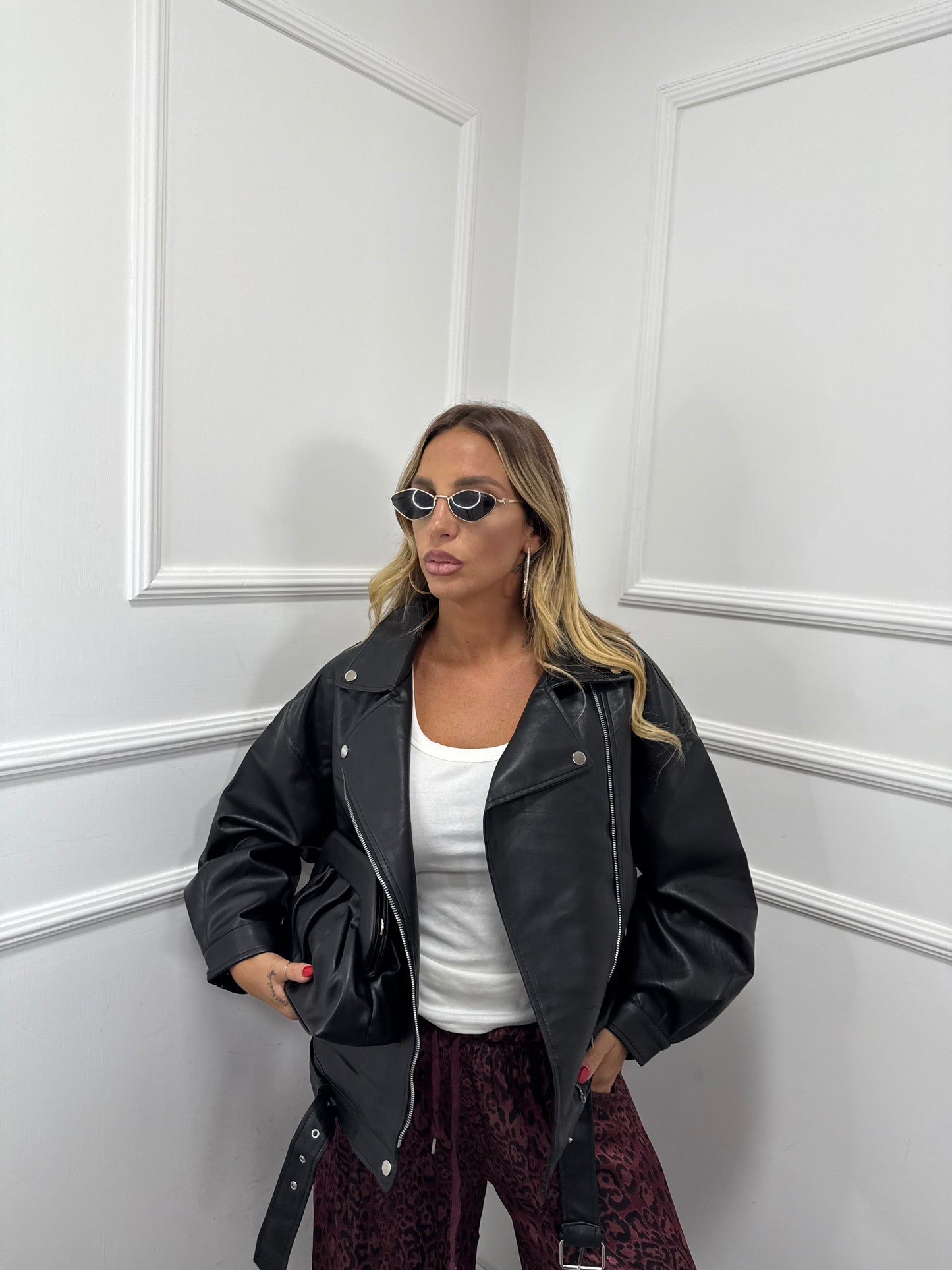 Chiodo ecopelle oversize Essential nero 70421