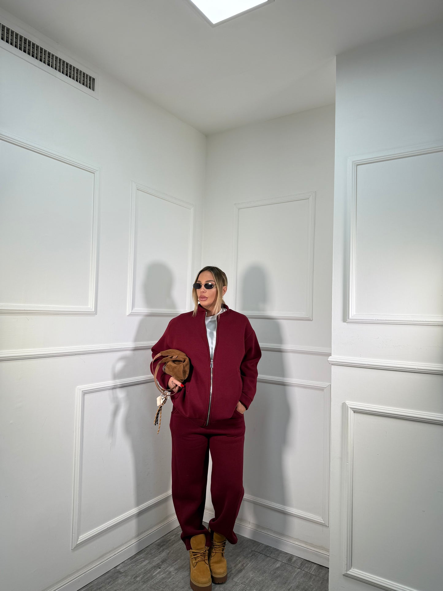 Coordinato tuta in pile Stoccolma bordeaux 22663