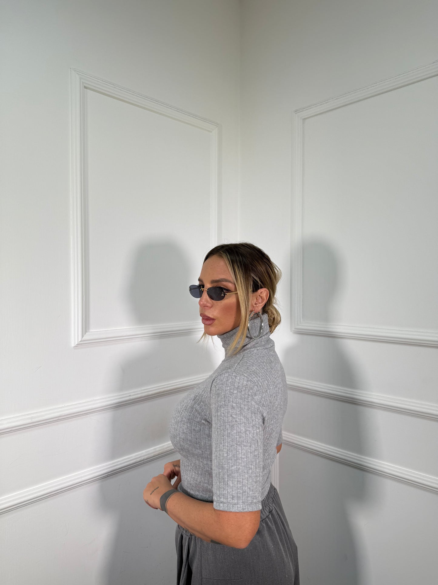 Maglioncino costine collo alto Work grigio 5257