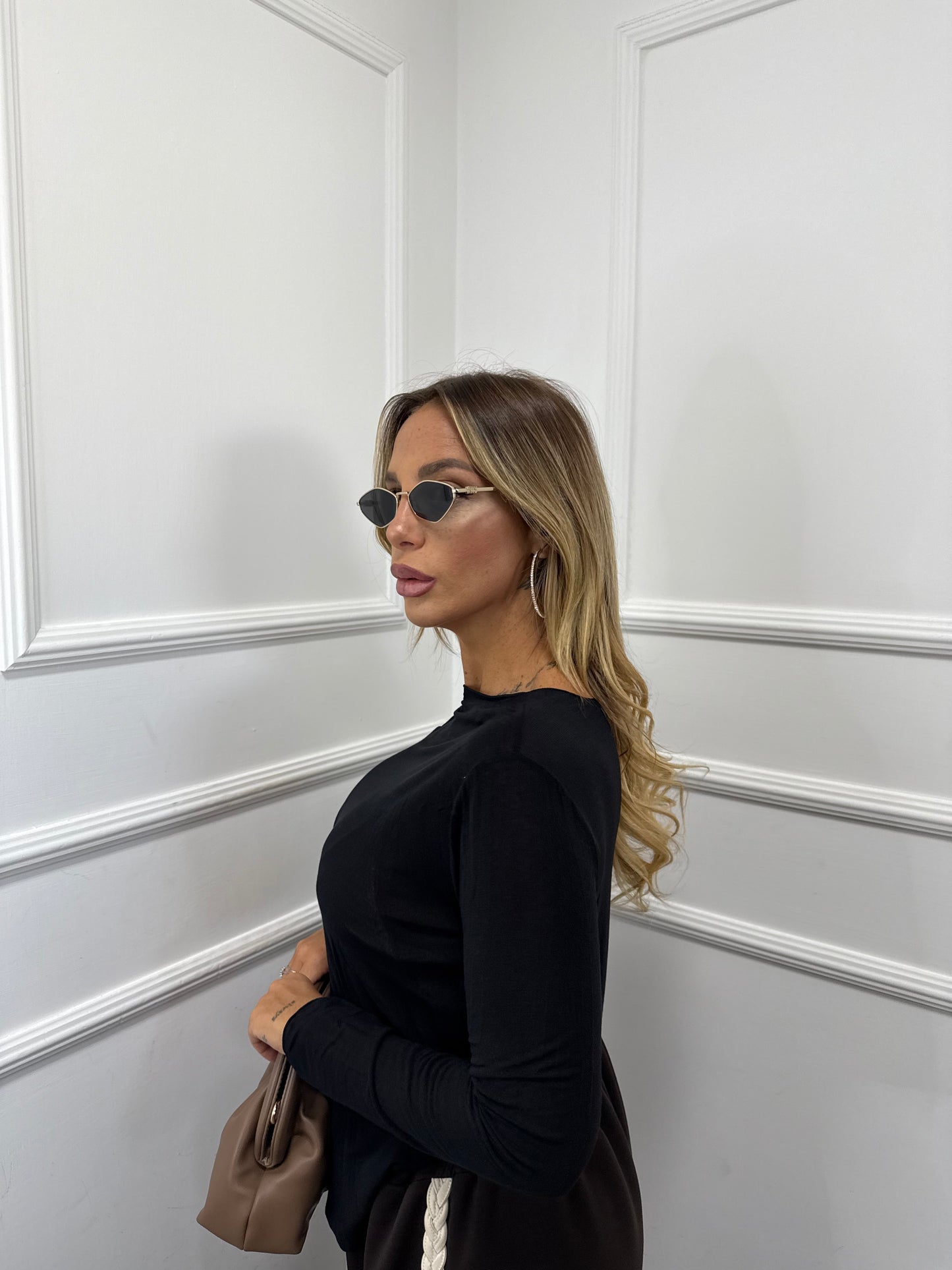 Shirt in Cashmere Curvy nera